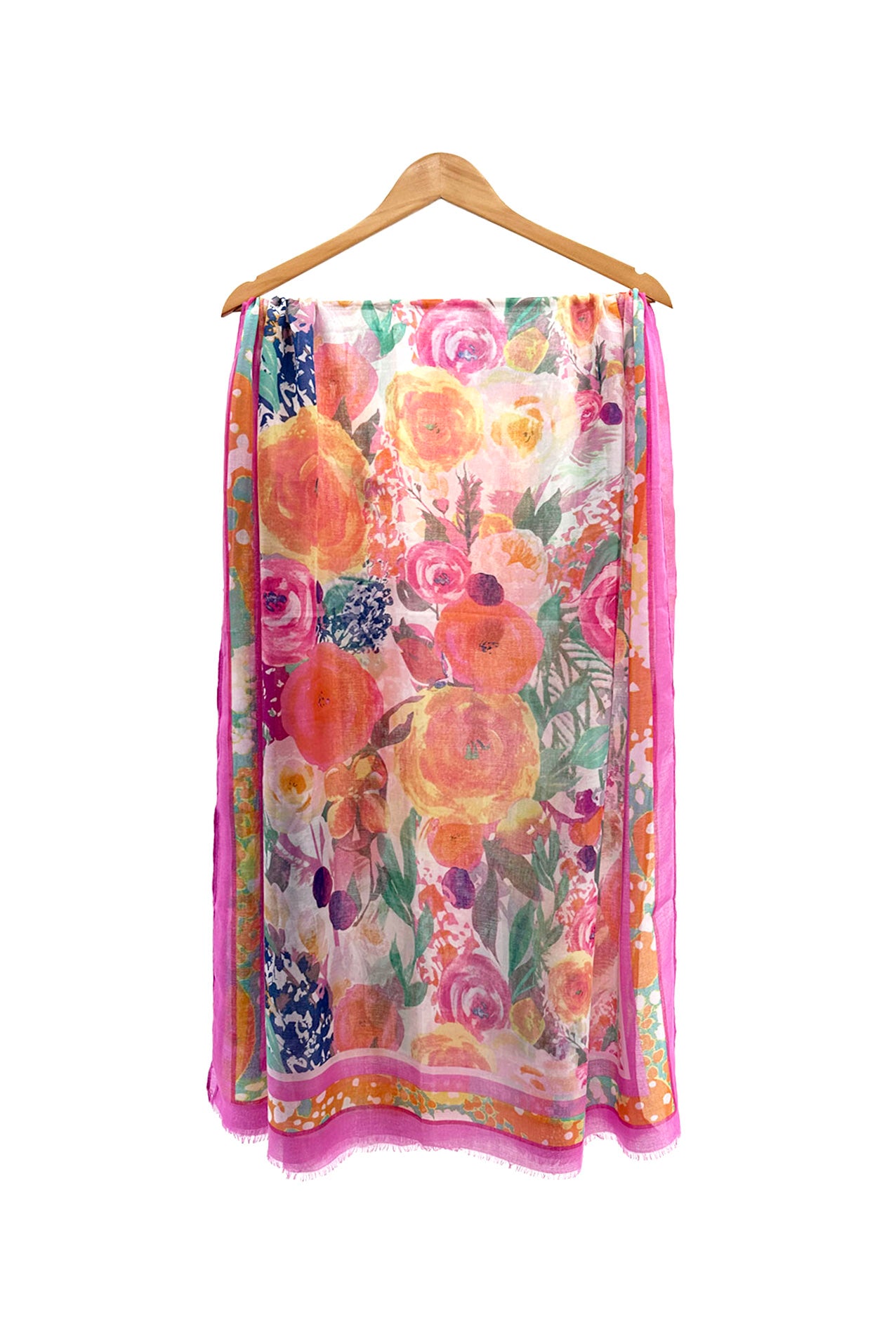 SF2495-061 Artistic Floral Colourful Canvas Print Soft Scarf