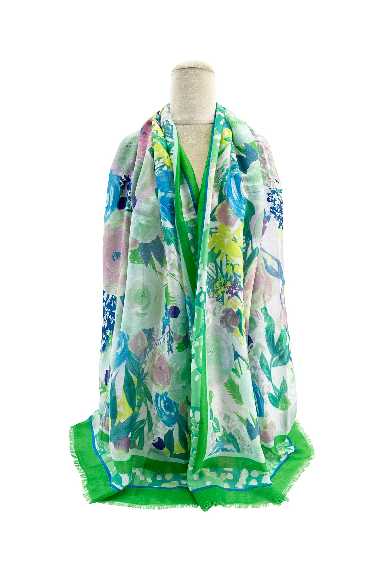 SF2495-061 Artistic Floral Colourful Canvas Print Soft Scarf