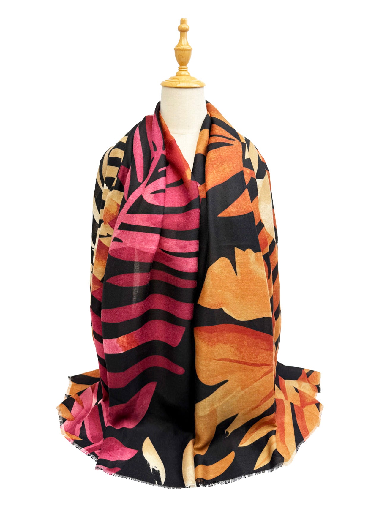 SF25090-264 Multicolour Leaves Printing Scarf