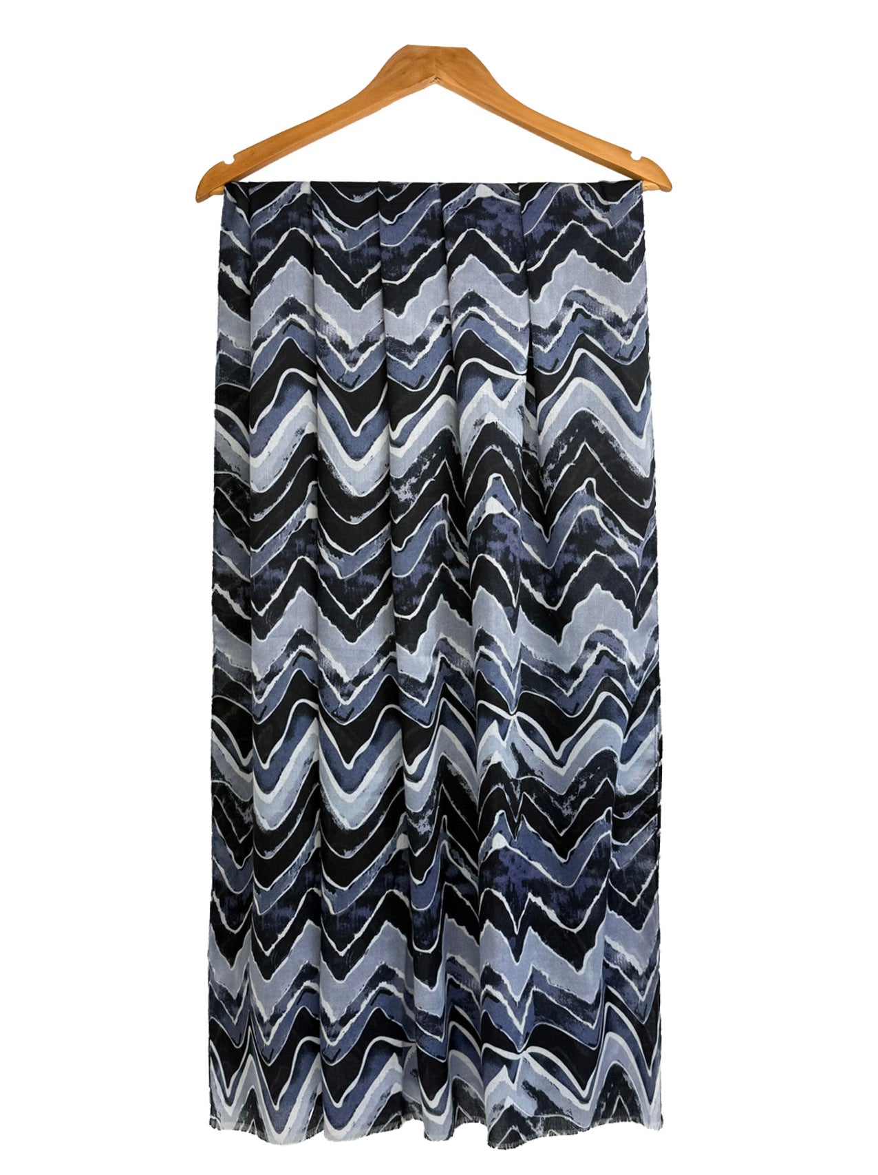 SF25090-297 Zig Zag Lines with Gold Foil Printing Scarf
