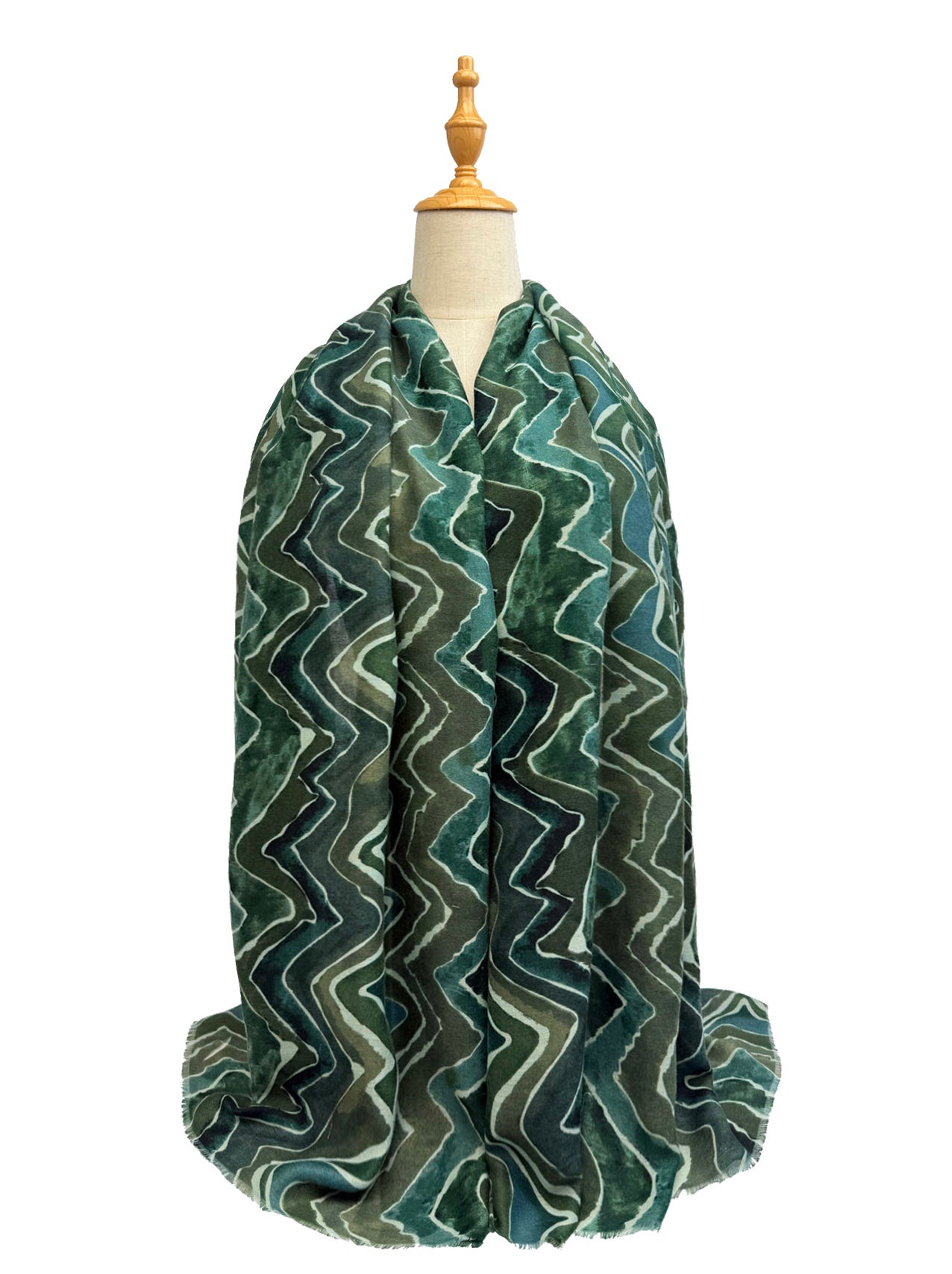 SF25090-297 Zig Zag Lines with Gold Foil Printing Scarf