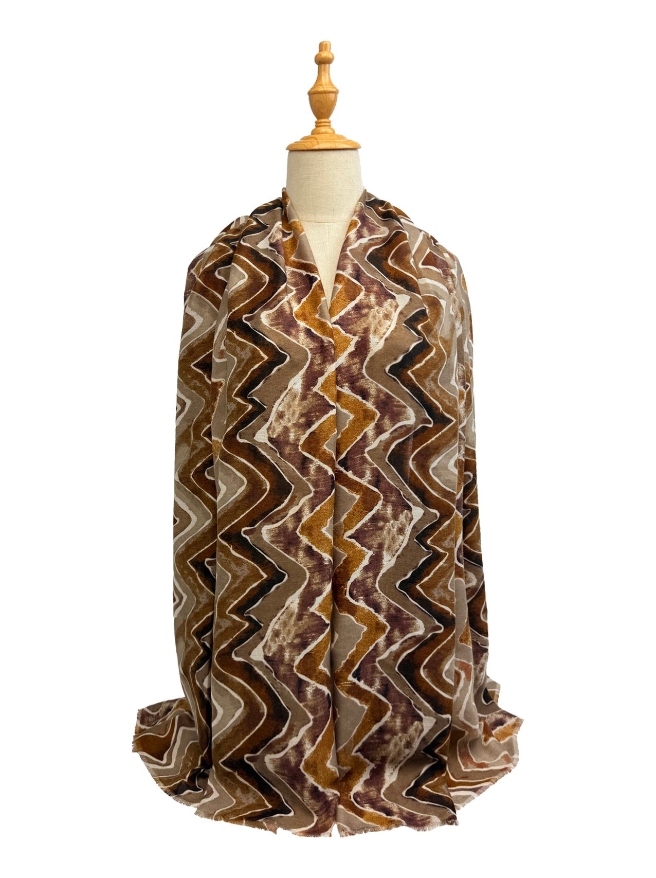 SF25090-297 Zig Zag Lines with Gold Foil Printing Scarf