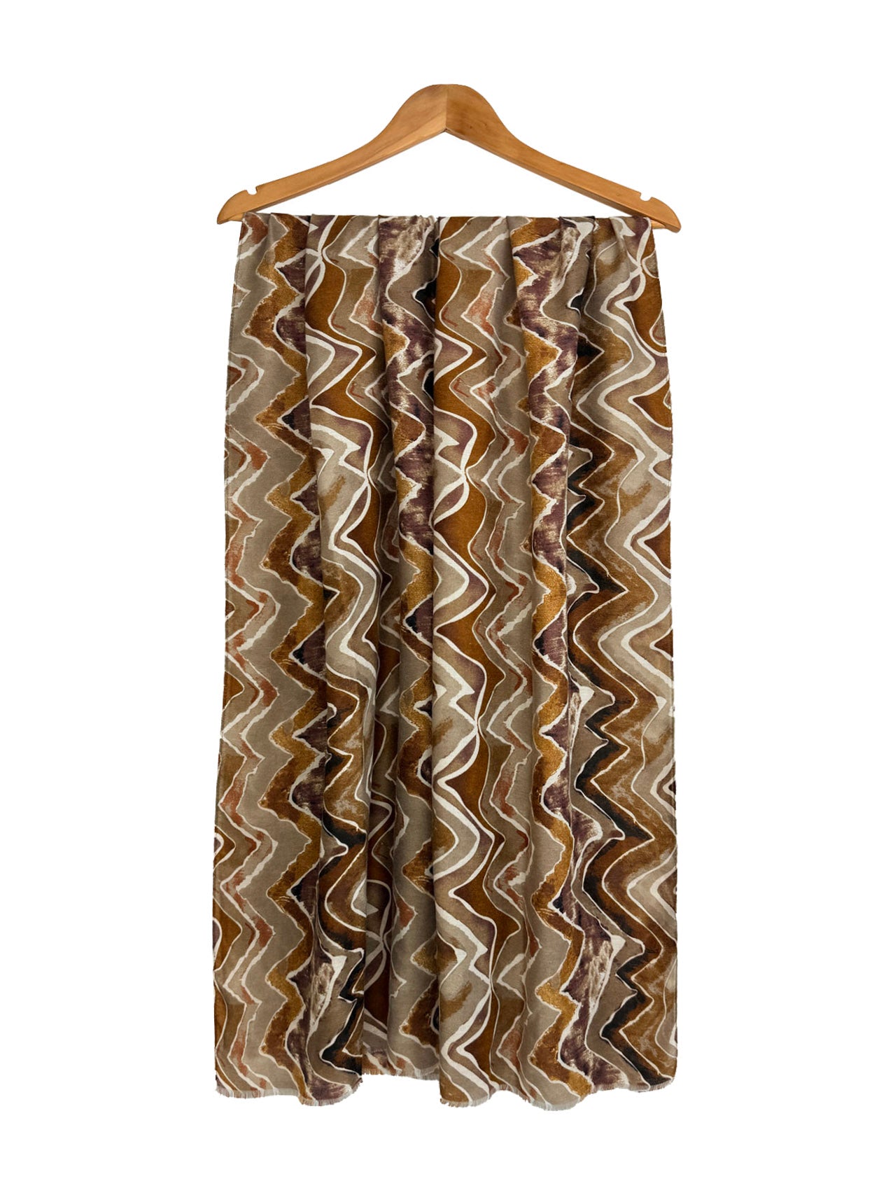 SF25090-297 Zig Zag Lines with Gold Foil Printing Scarf