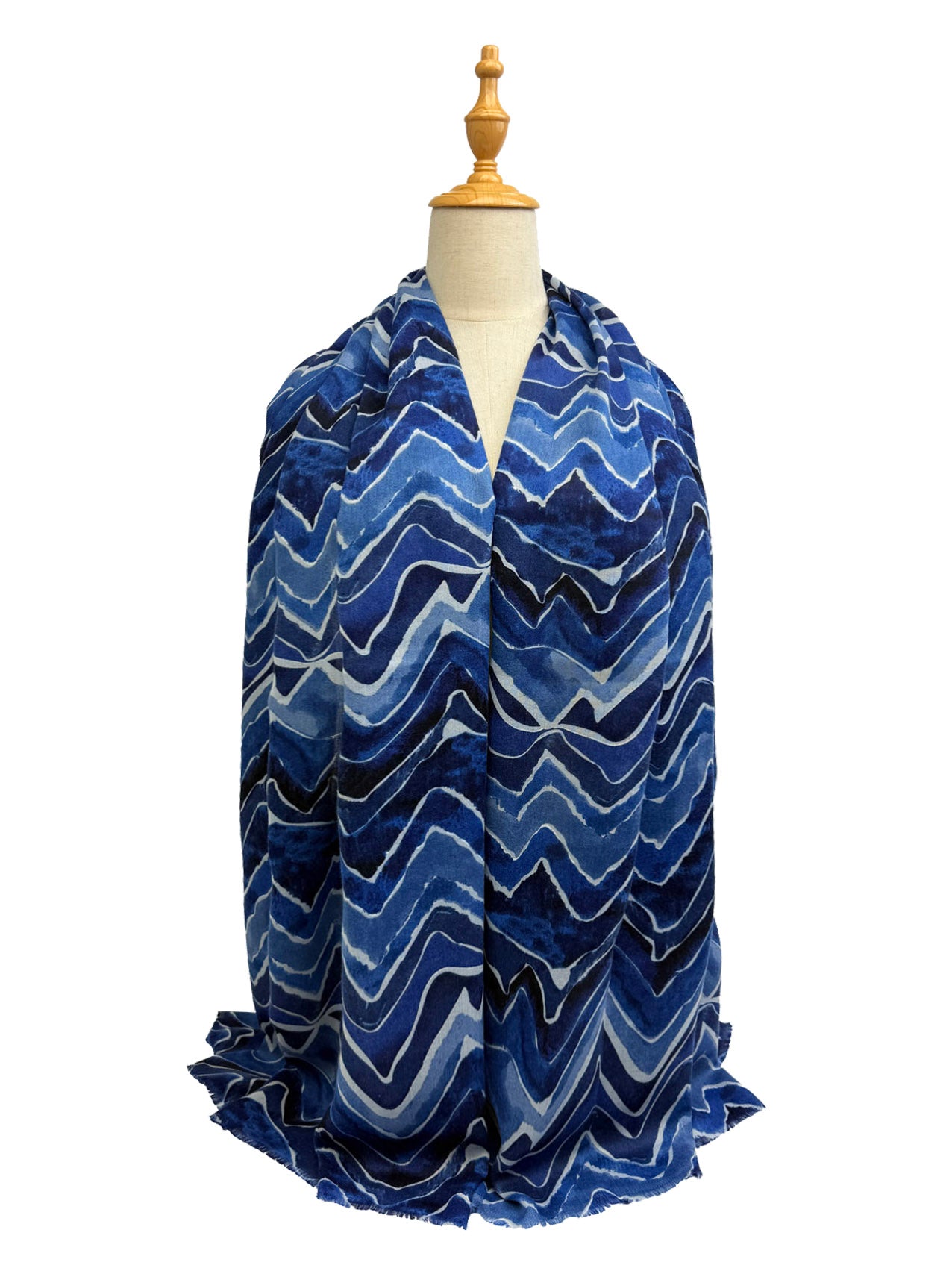 SF25090-297 Zig Zag Lines with Gold Foil Printing Scarf