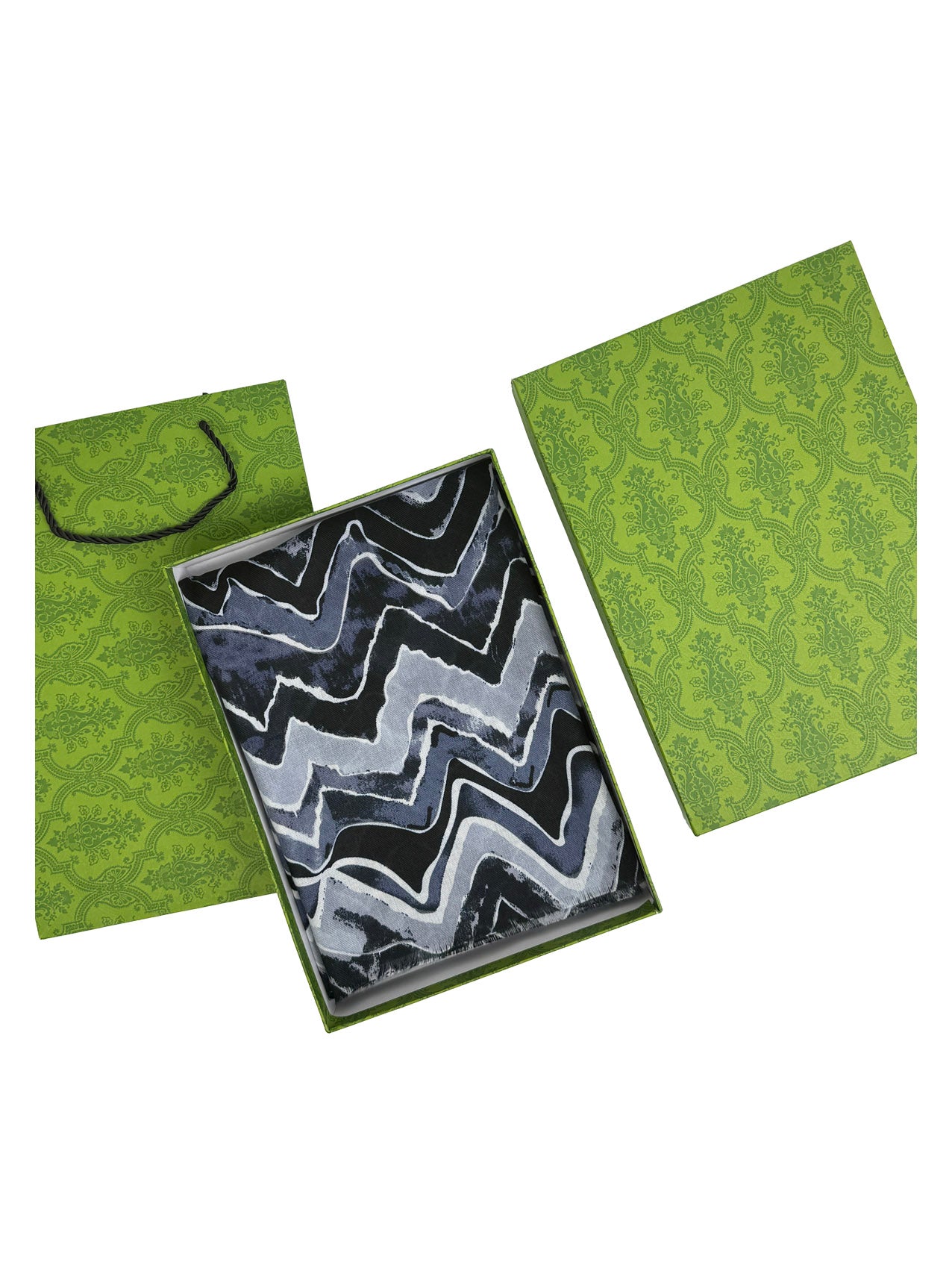 SF25090-297 Zig Zag Lines with Gold Foil Printing Scarf