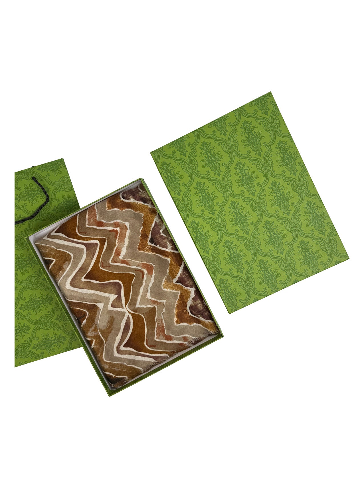 SF25090-297 Zig Zag Lines with Gold Foil Printing Scarf