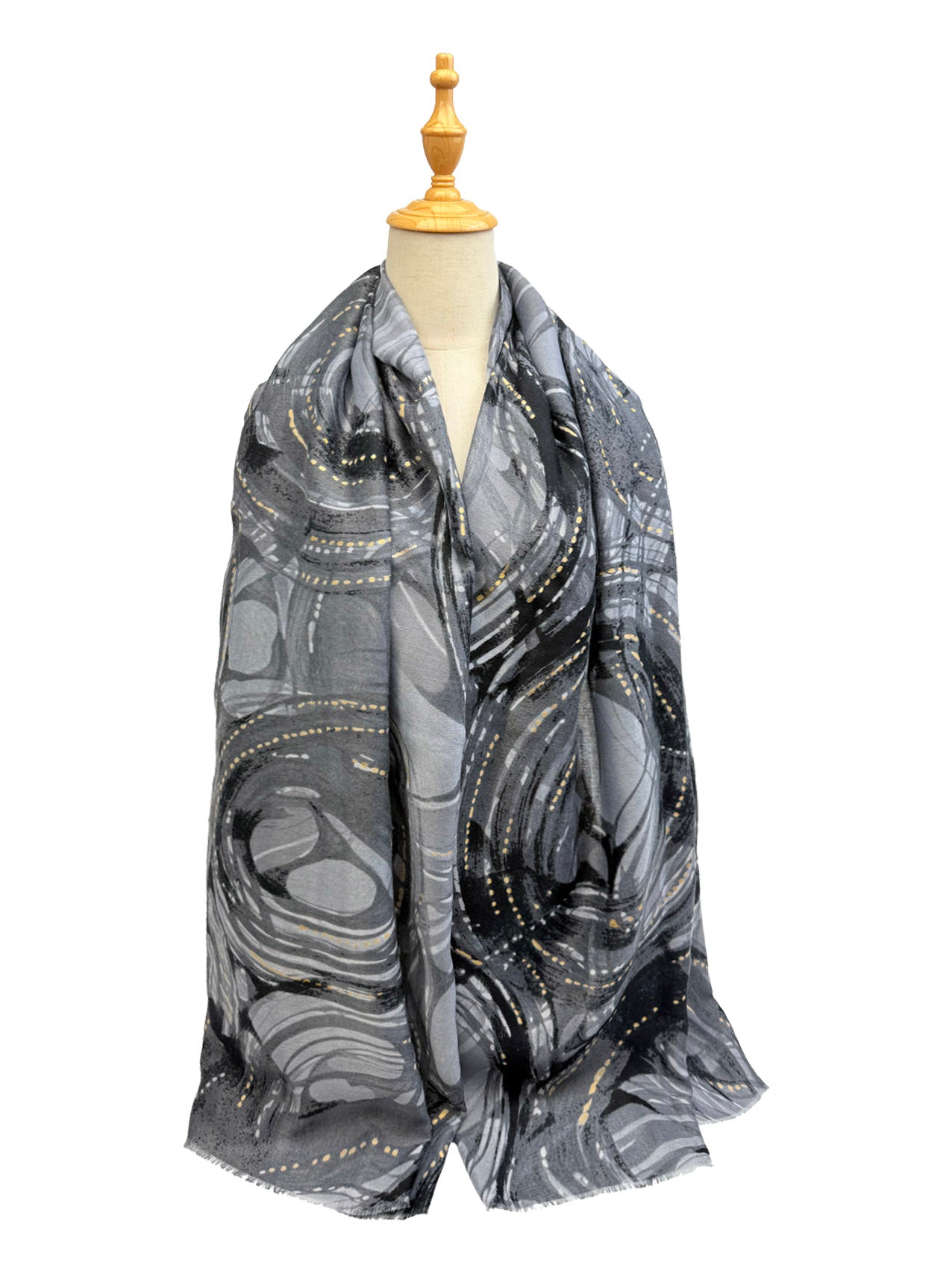 SF25105-280 Abstract Swirls with Gold Foil Printing Scarf