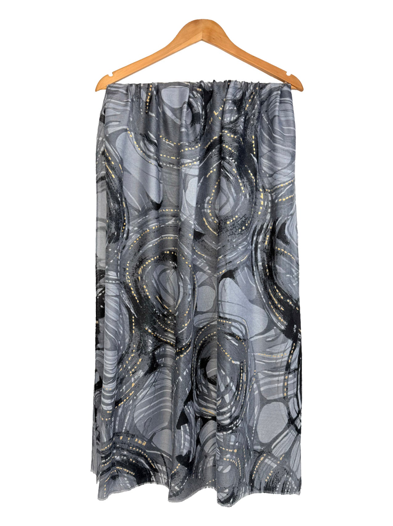 SF25105-280 Abstract Swirls with Gold Foil Printing Scarf