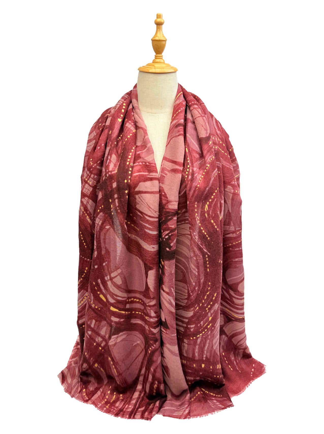 SF25105-280 Abstract Swirls with Gold Foil Printing Scarf