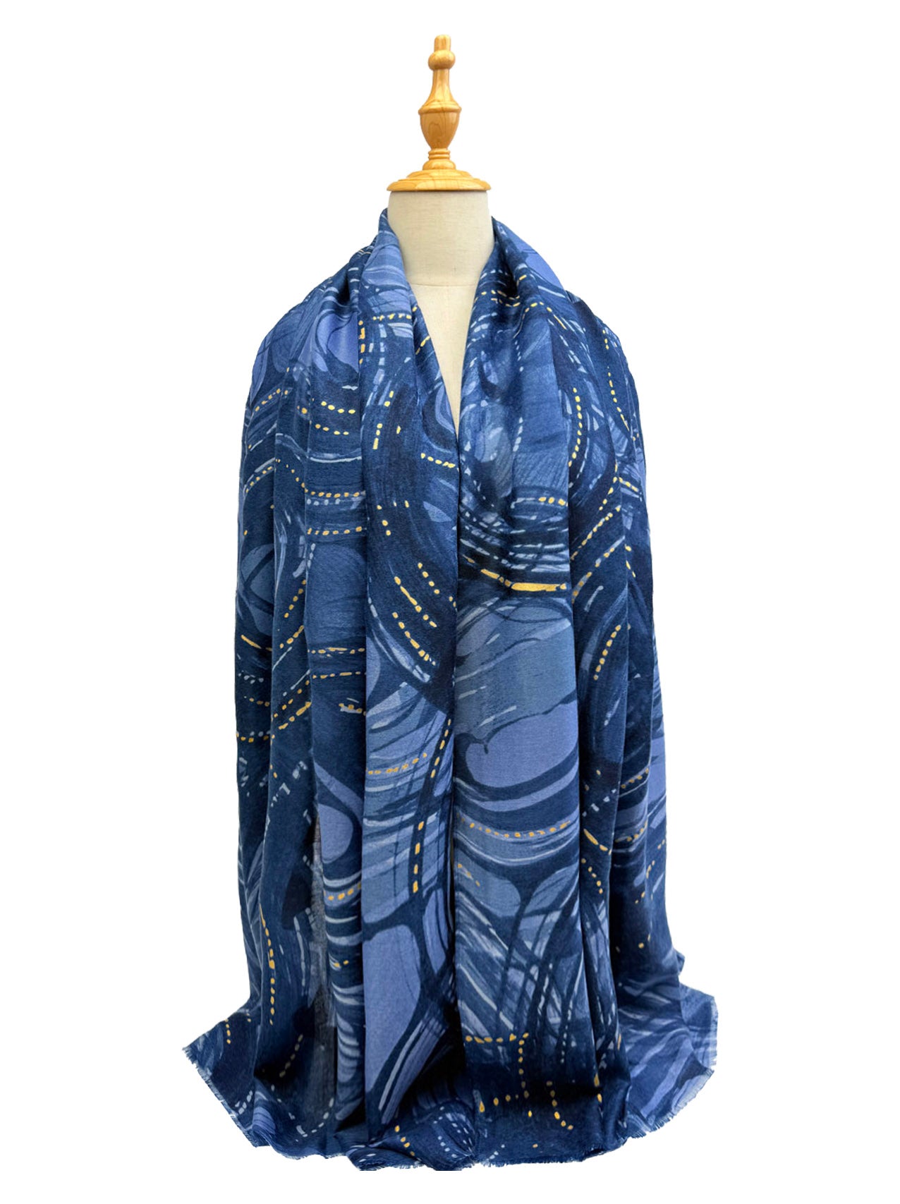 SF25105-280 Abstract Swirls with Gold Foil Printing Scarf