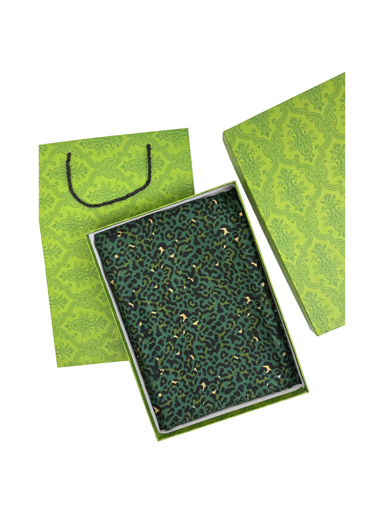 SF25105-282 Leopard Printing Scarf with Gold Foil Detail