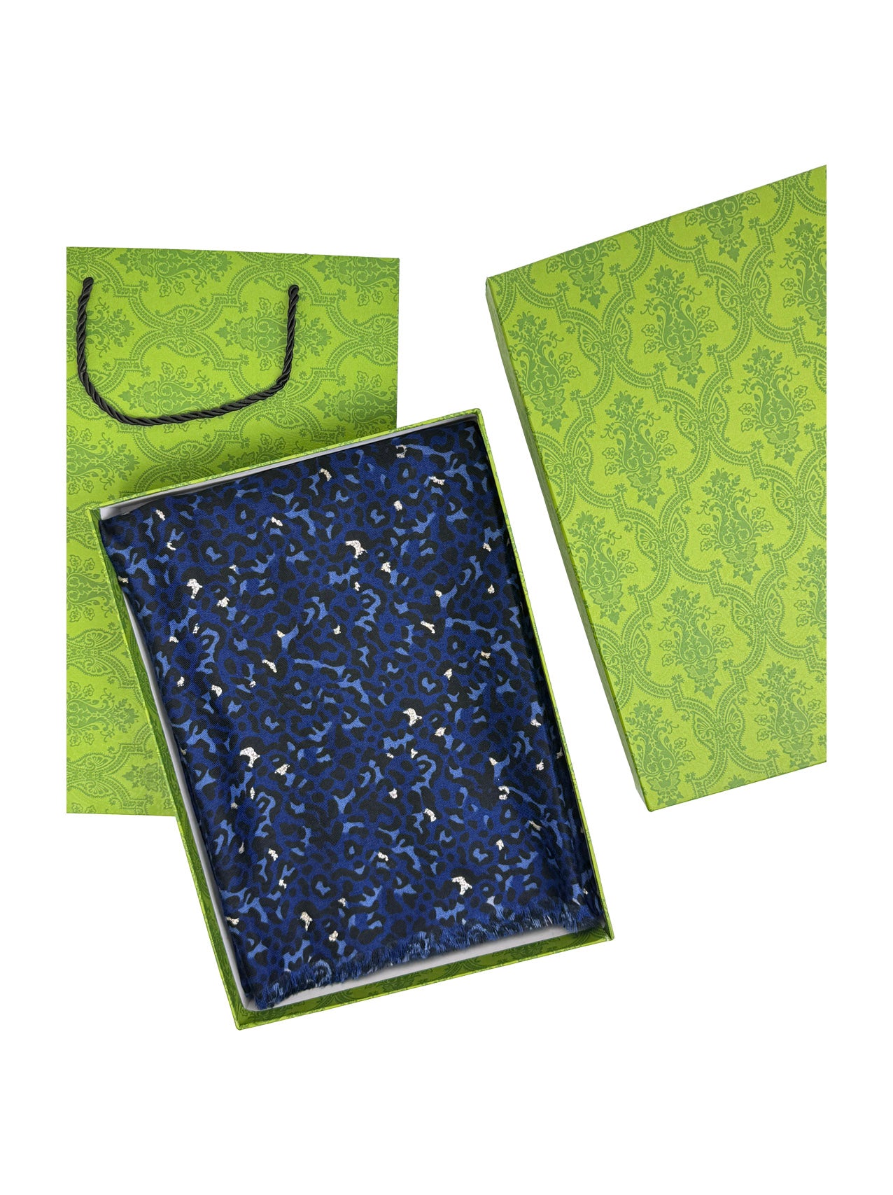 SF25105-282 Leopard Printing Scarf with Gold Foil Detail