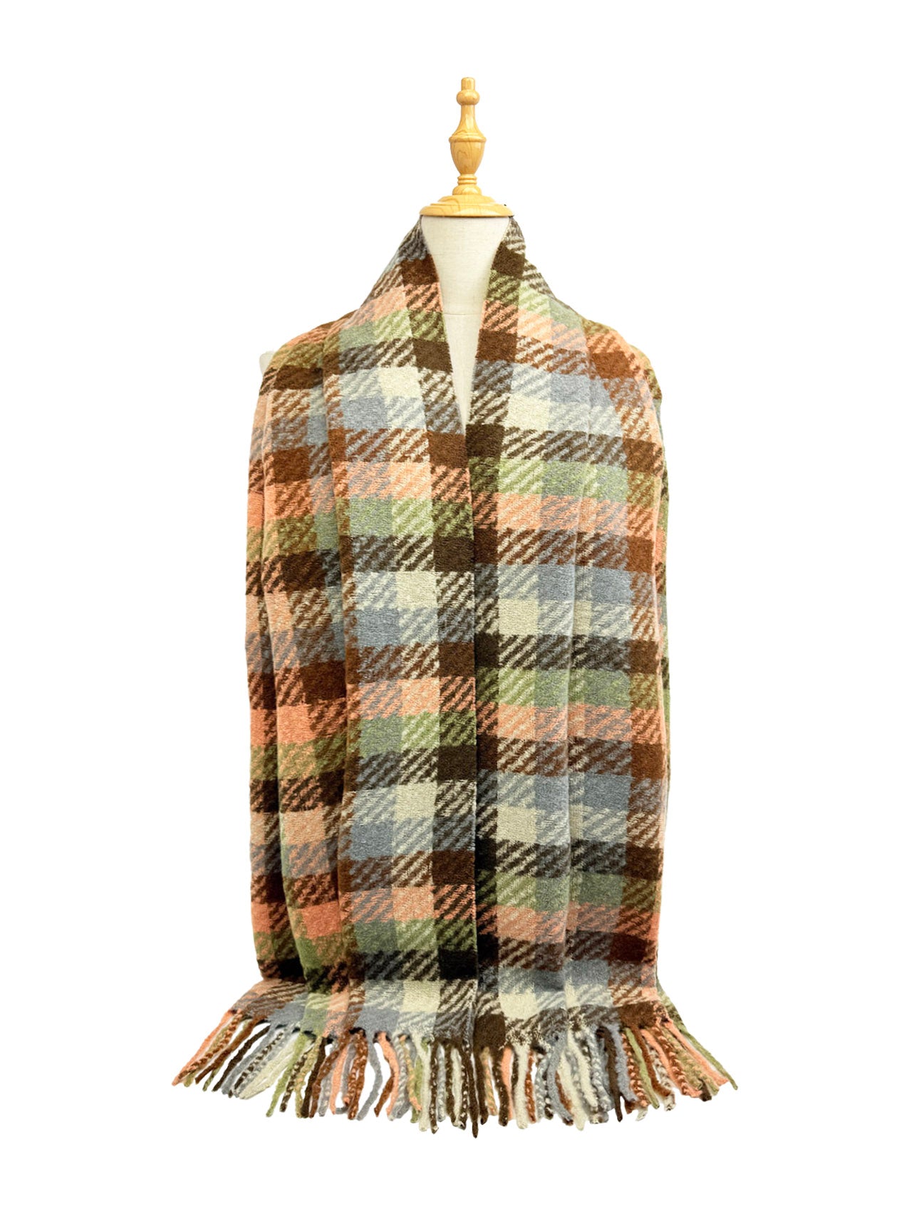 SF25125-226 Plaid Check Printing Scarf with Tassels