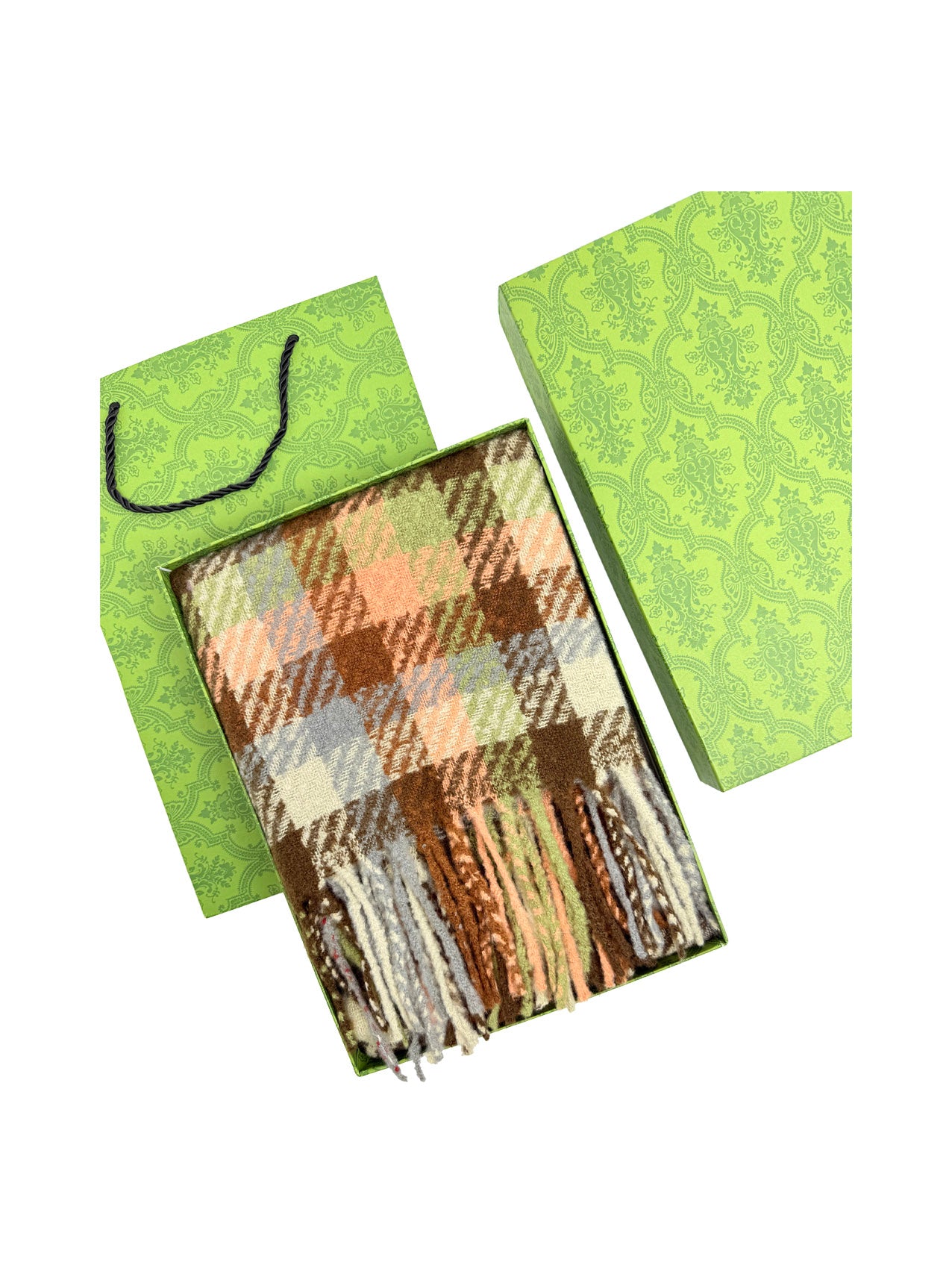 SF25125-226 Plaid Check Printing Scarf with Tassels