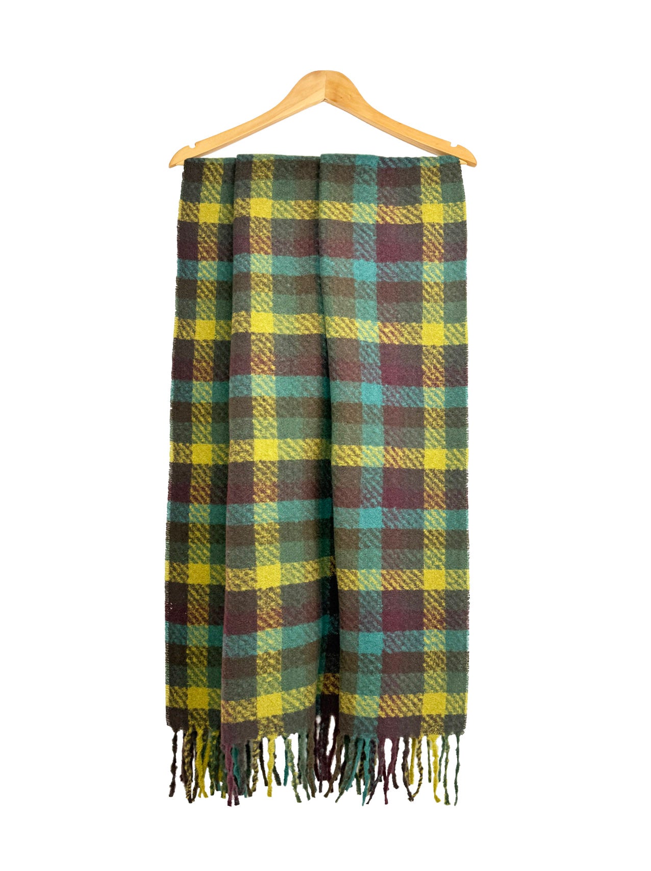 SF25125-226 Plaid Check Printing Scarf with Tassels