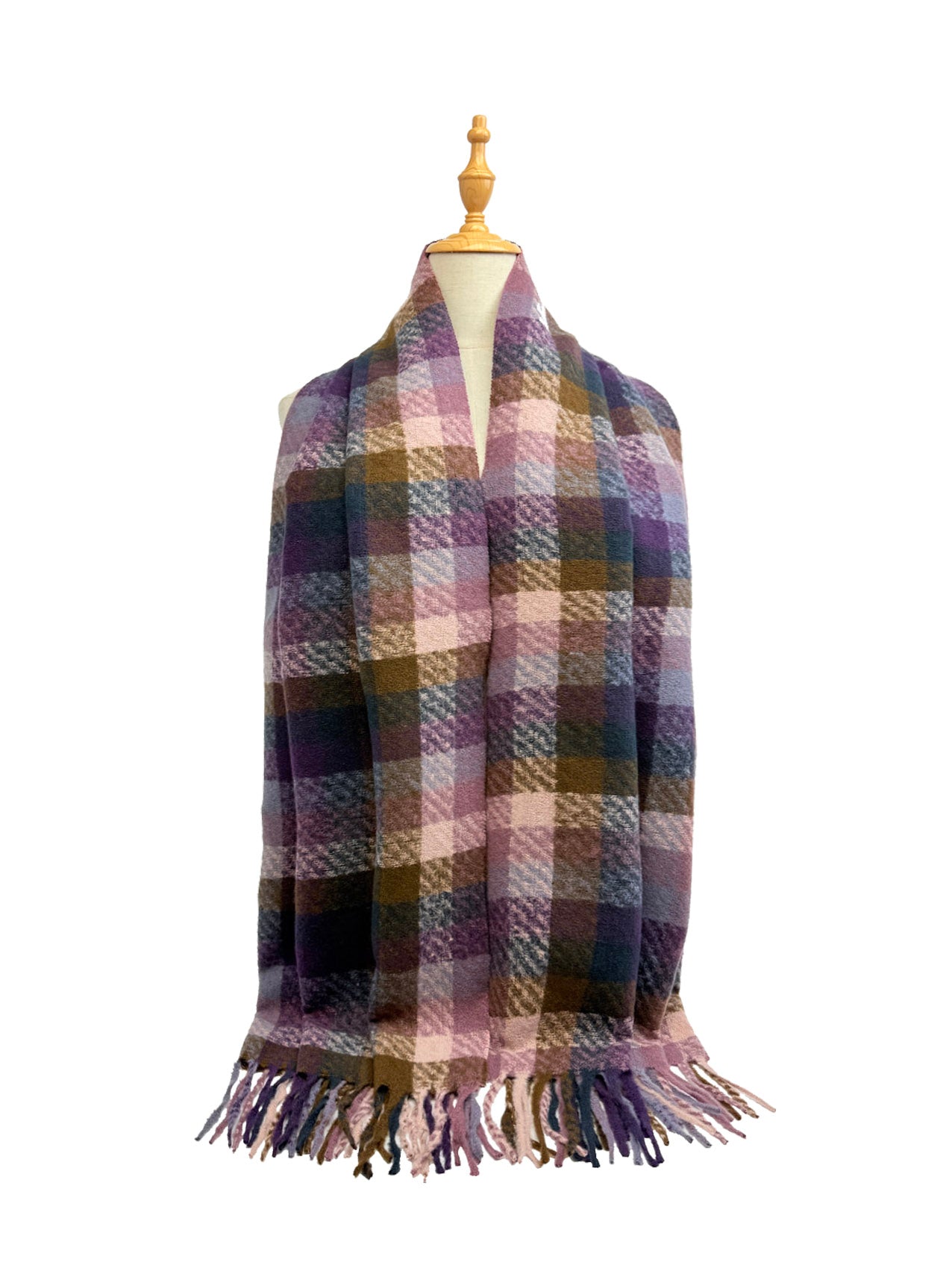 SF25125-226 Plaid Check Printing Scarf with Tassels