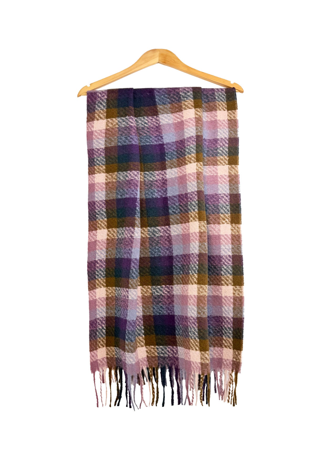 SF25125-226 Plaid Check Printing Scarf with Tassels
