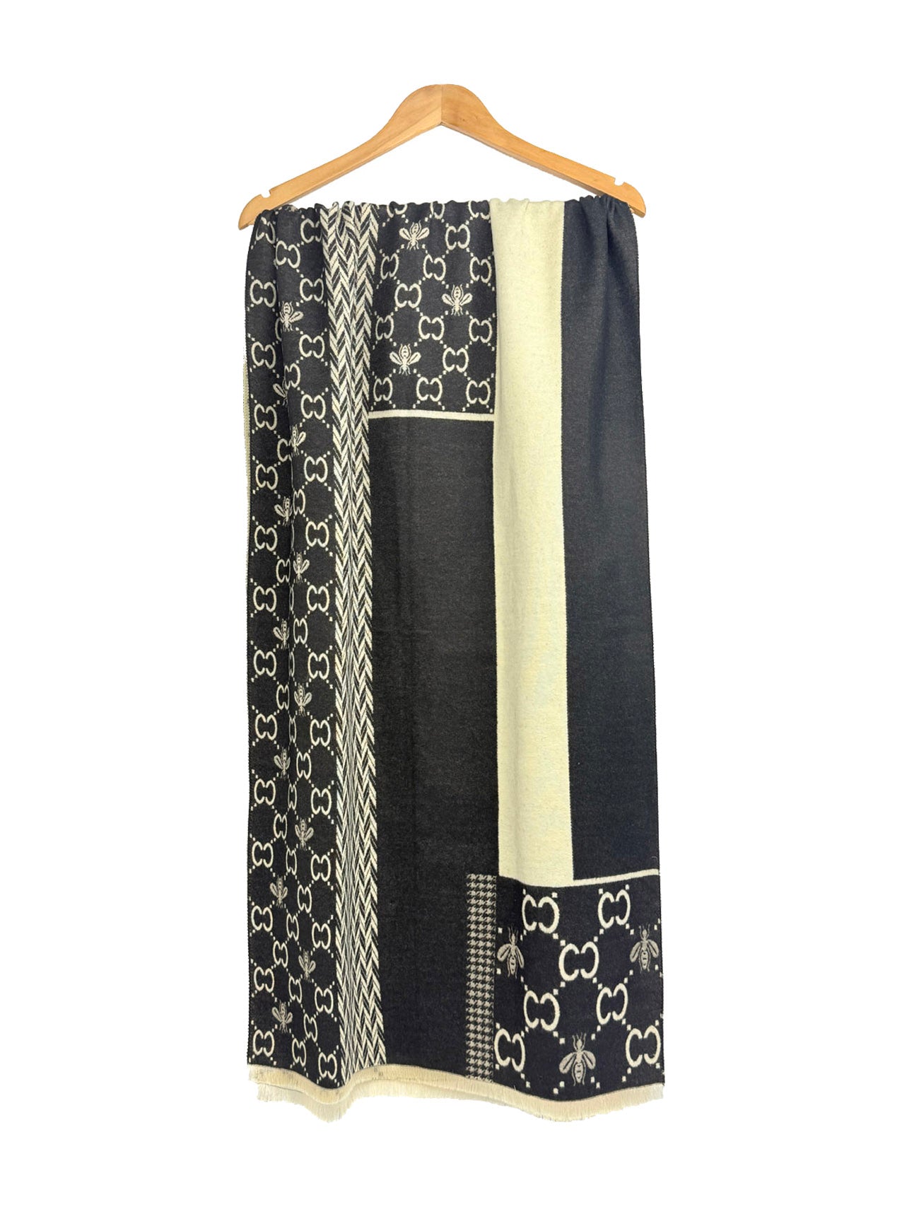 SF25128-255 Monogram Bees Printing Scarf