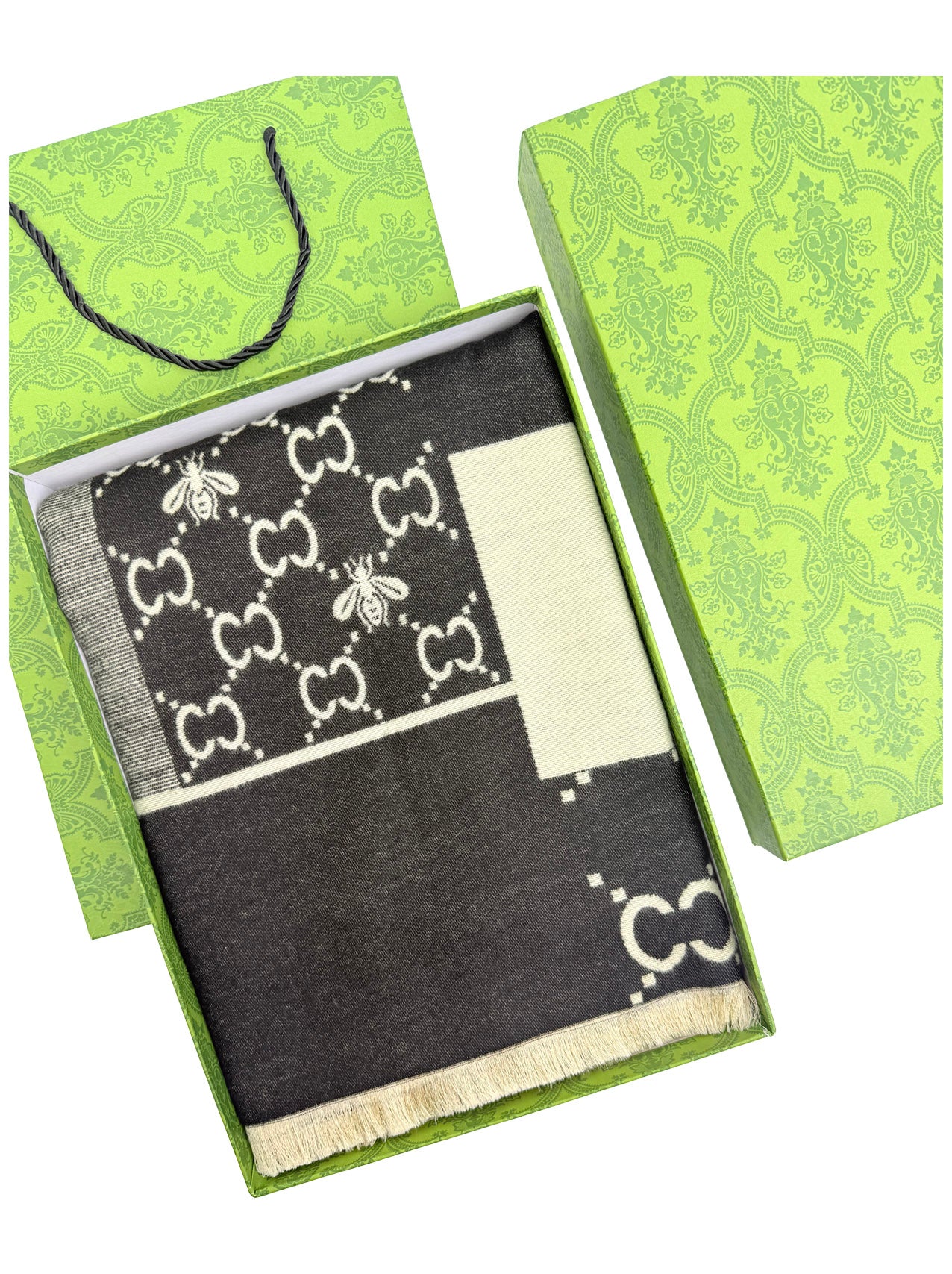 SF25128-255 Monogram Bees Printing Scarf