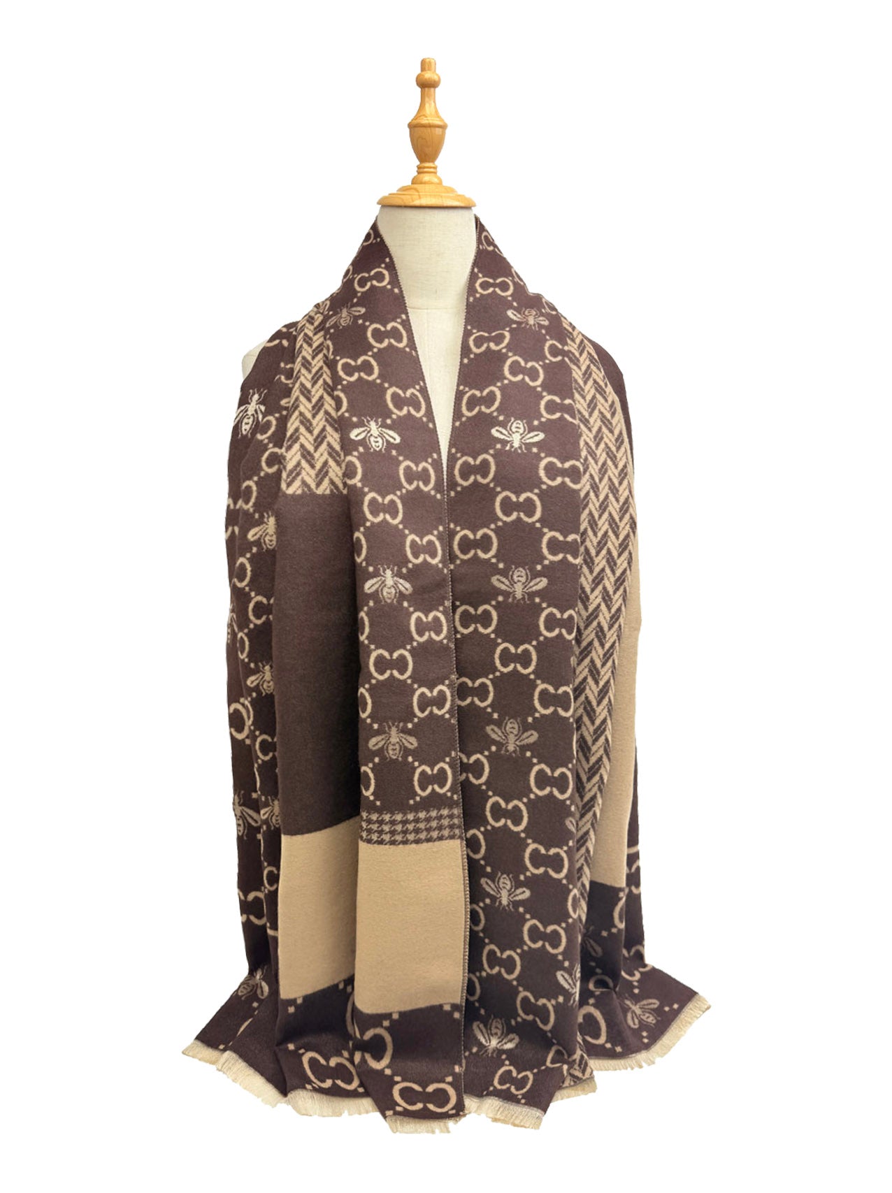 SF25128-255 Monogram Bees Printing Scarf