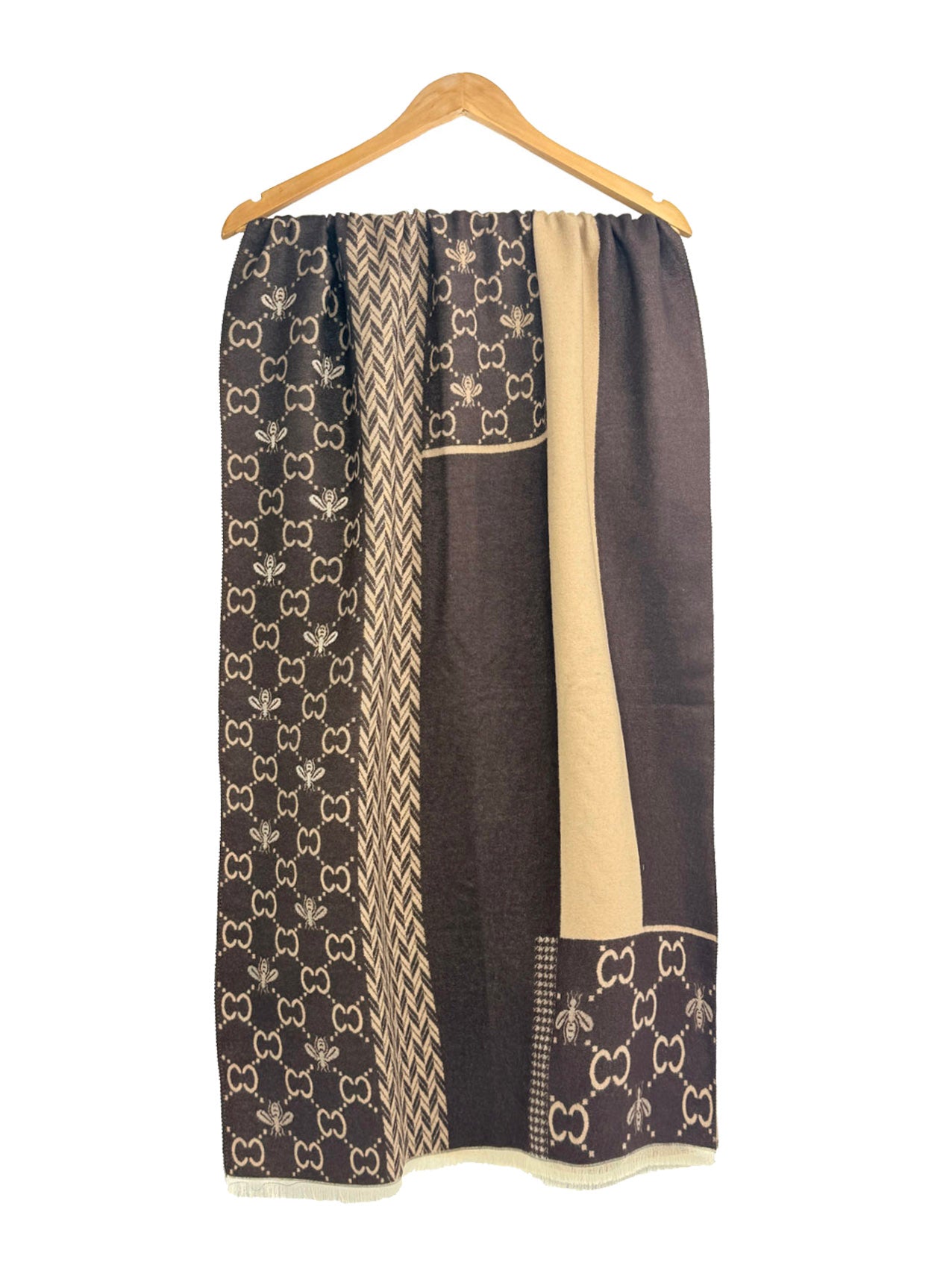 SF25128-255 Monogram Bees Printing Scarf