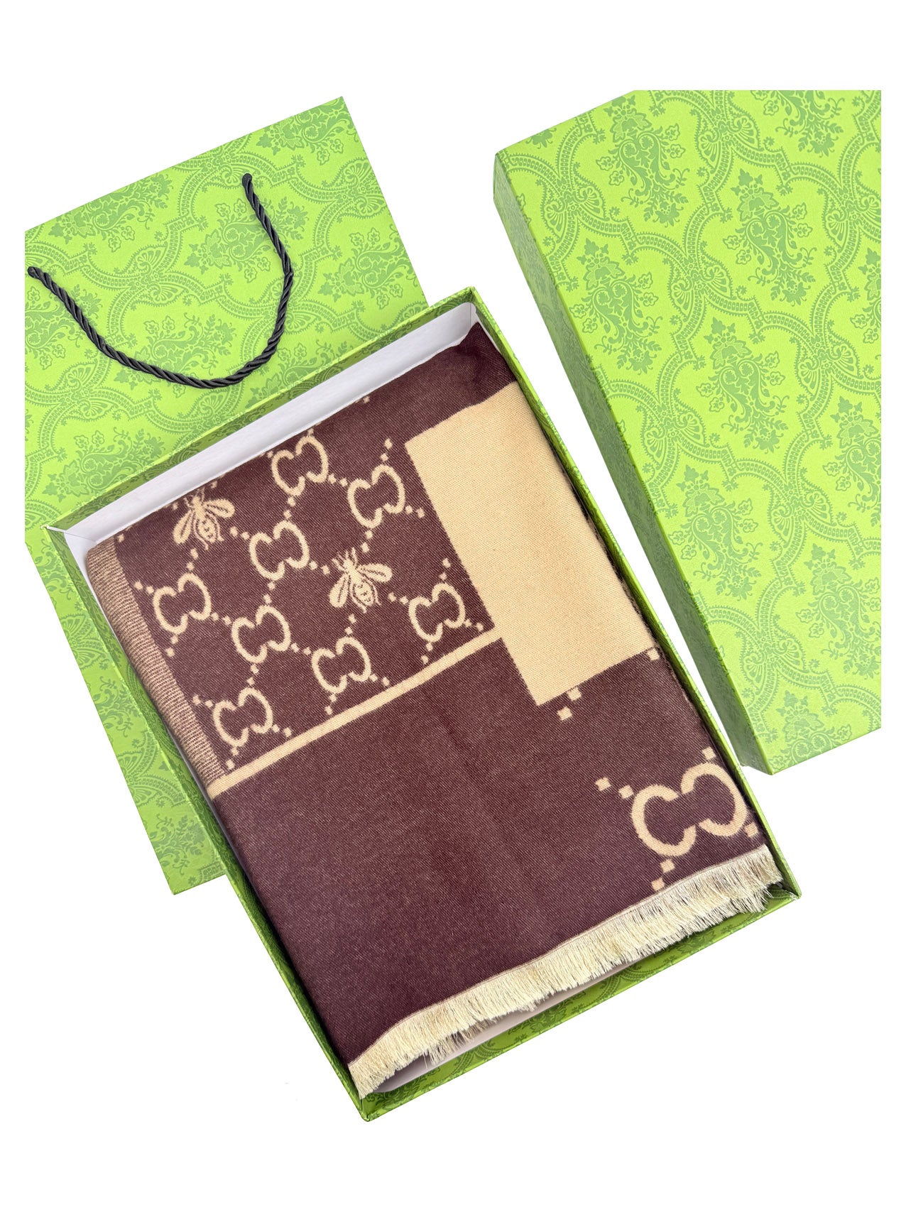 SF25128-255 Monogram Bees Printing Scarf