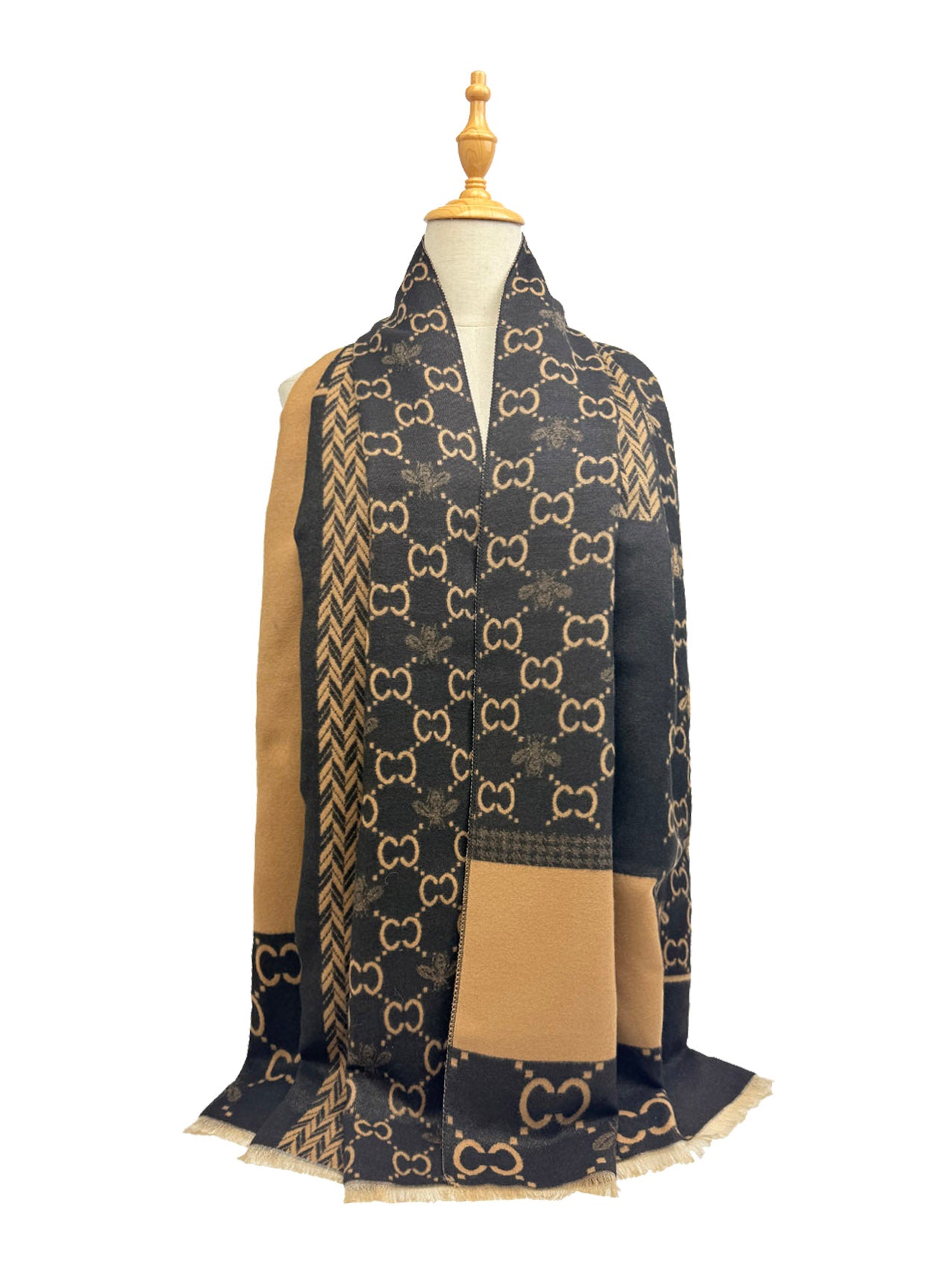 SF25128-255 Monogram Bees Printing Scarf
