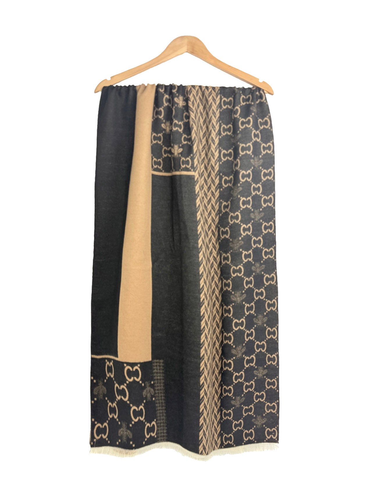 SF25128-255 Monogram Bees Printing Scarf