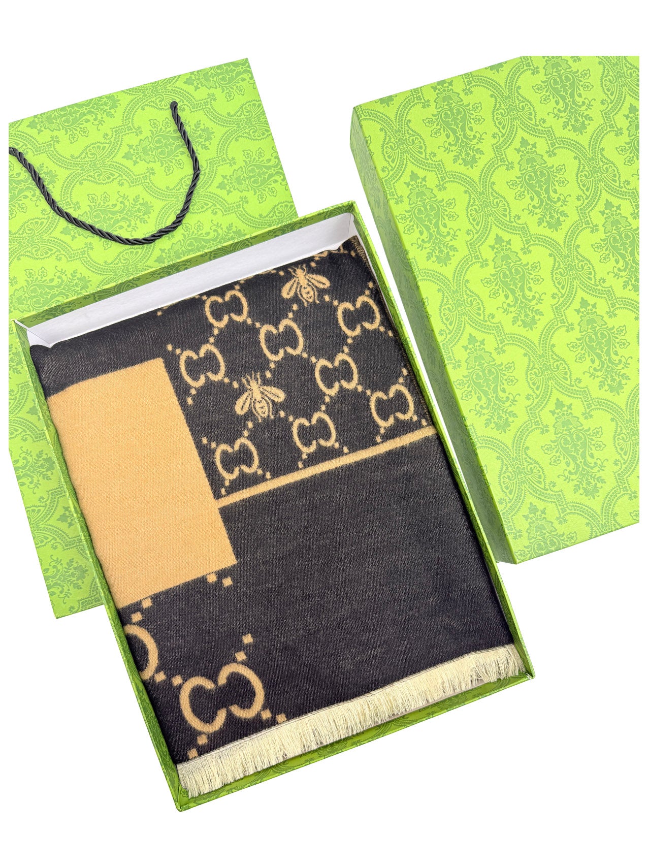 SF25128-255 Monogram Bees Printing Scarf