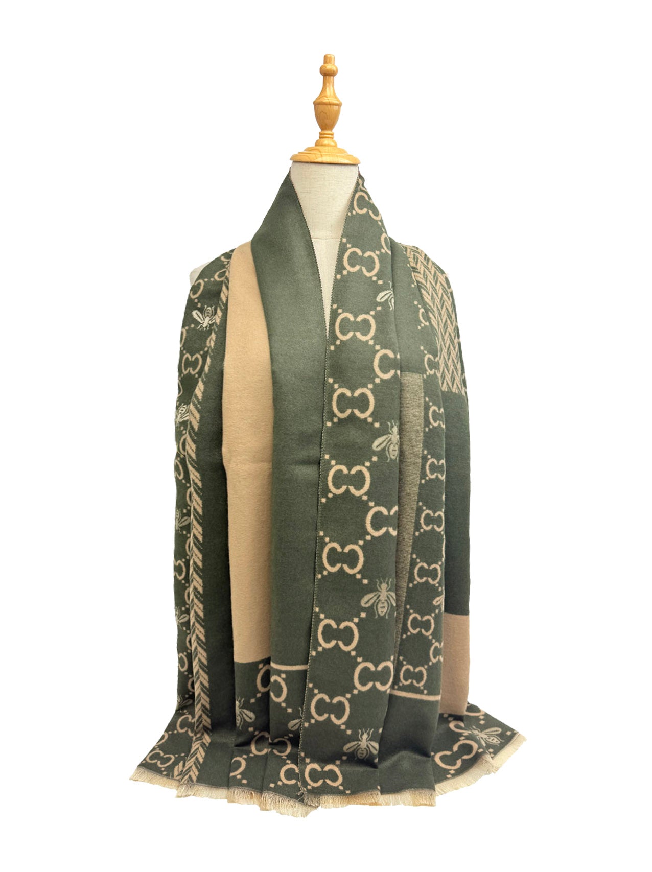 SF25128-255 Monogram Bees Printing Scarf