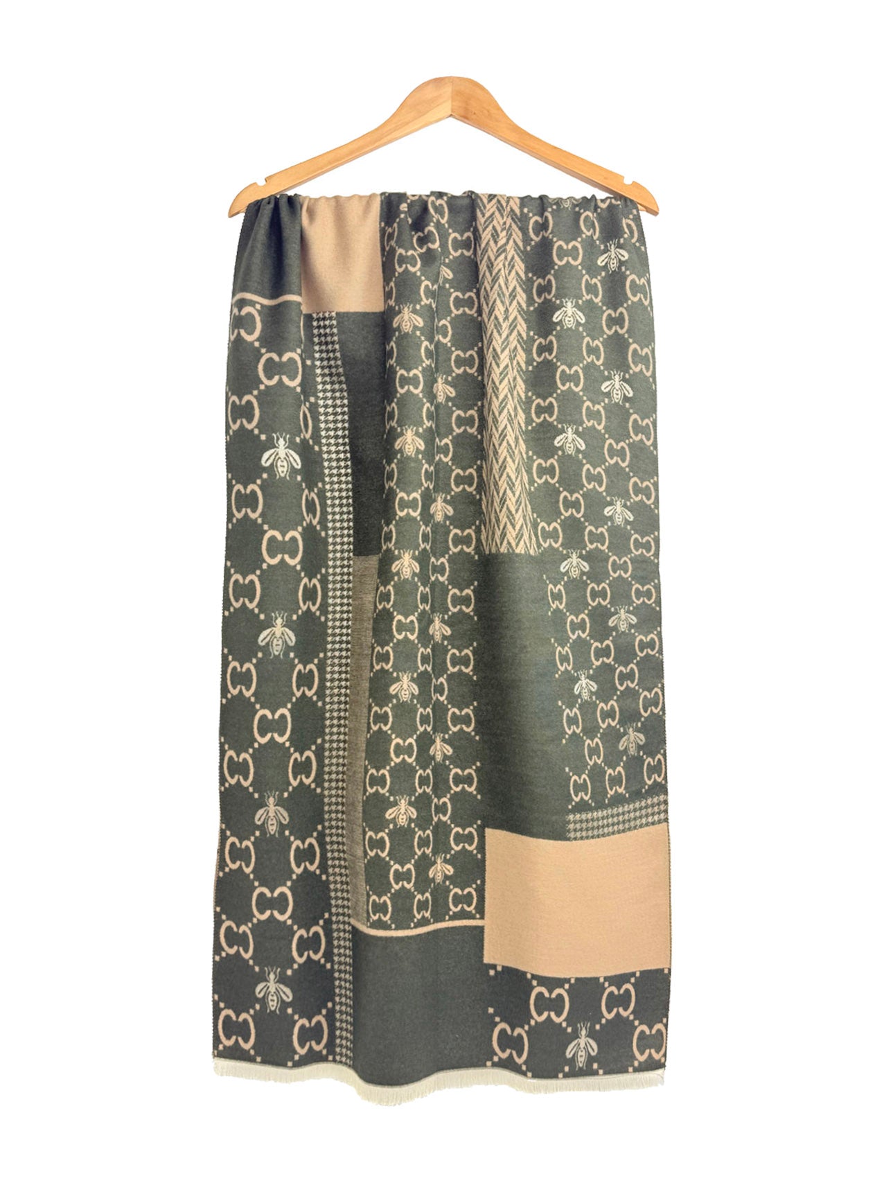 SF25128-255 Monogram Bees Printing Scarf