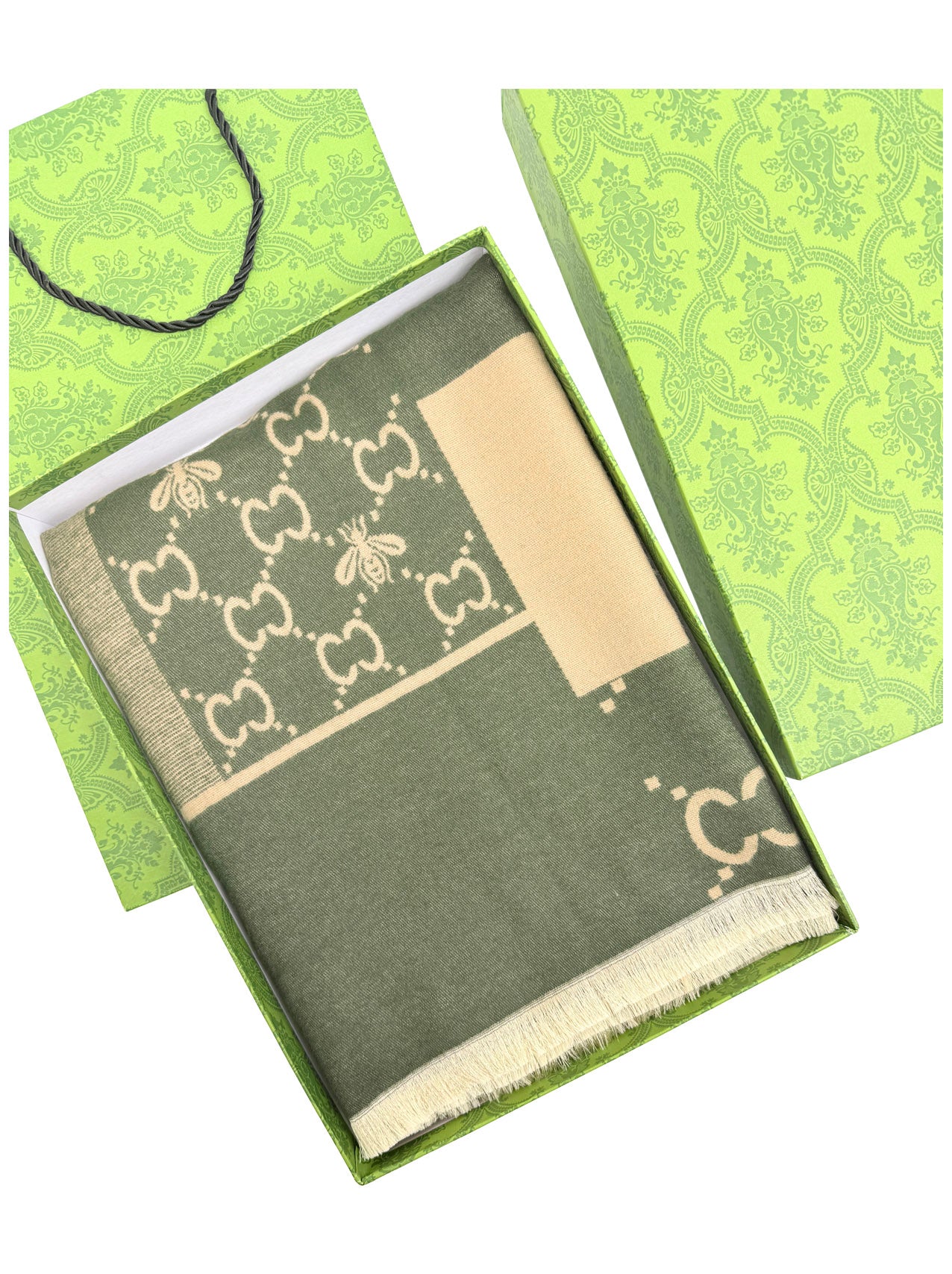 SF25128-255 Monogram Bees Printing Scarf