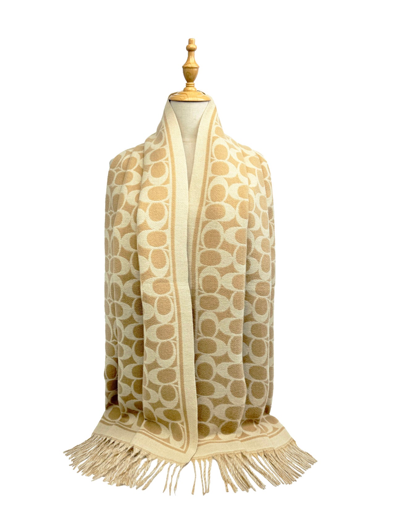 SF25130-194 Soft Interlocking Cs Printing Scarf with Tassels
