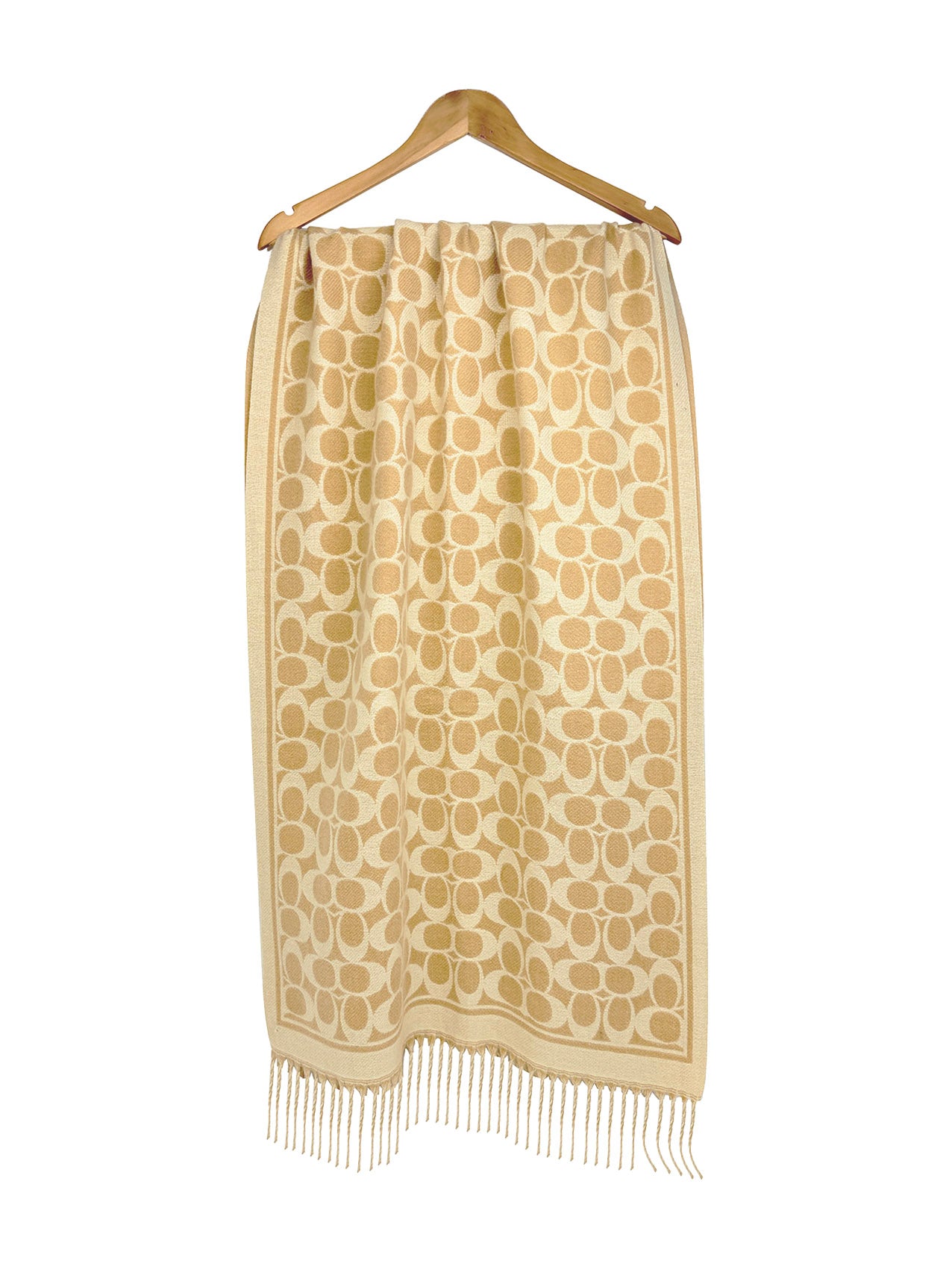 SF25130-194 Soft Interlocking Cs Printing Scarf with Tassels