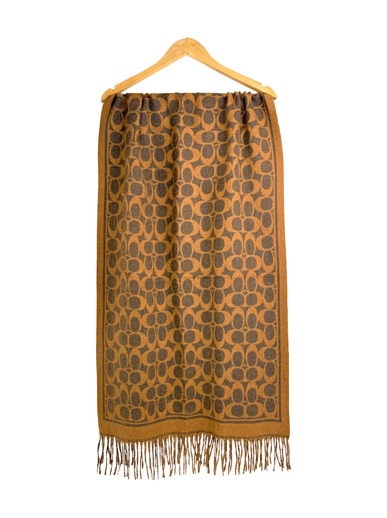 SF25130-194 Soft Interlocking Cs Printing Scarf with Tassels