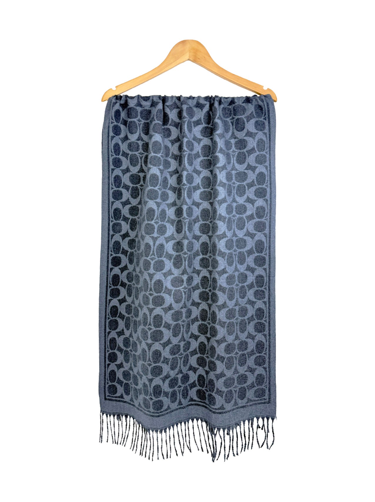 SF25130-194 Soft Interlocking Cs Printing Scarf with Tassels