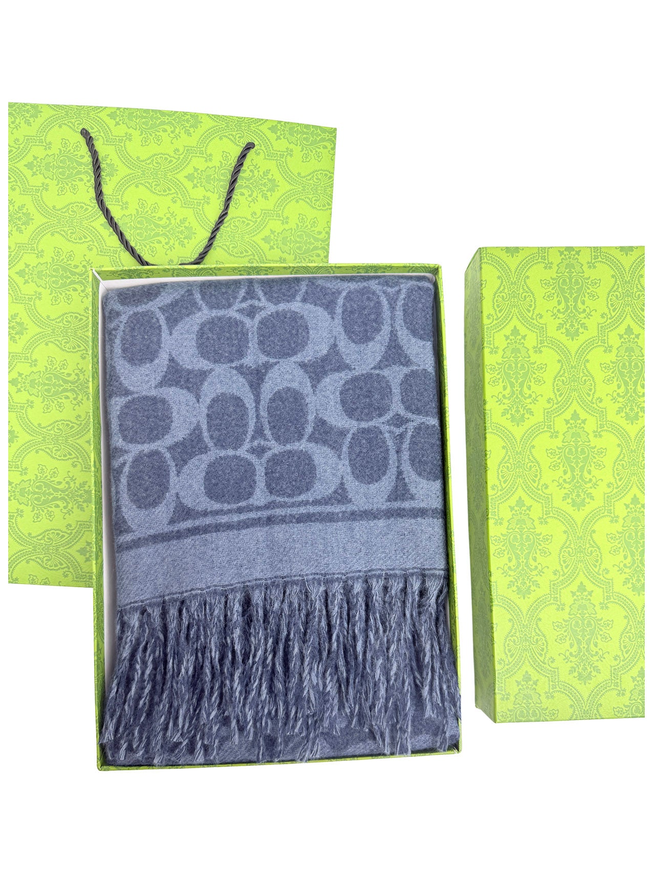 SF25130-194 Soft Interlocking Cs Printing Scarf with Tassels