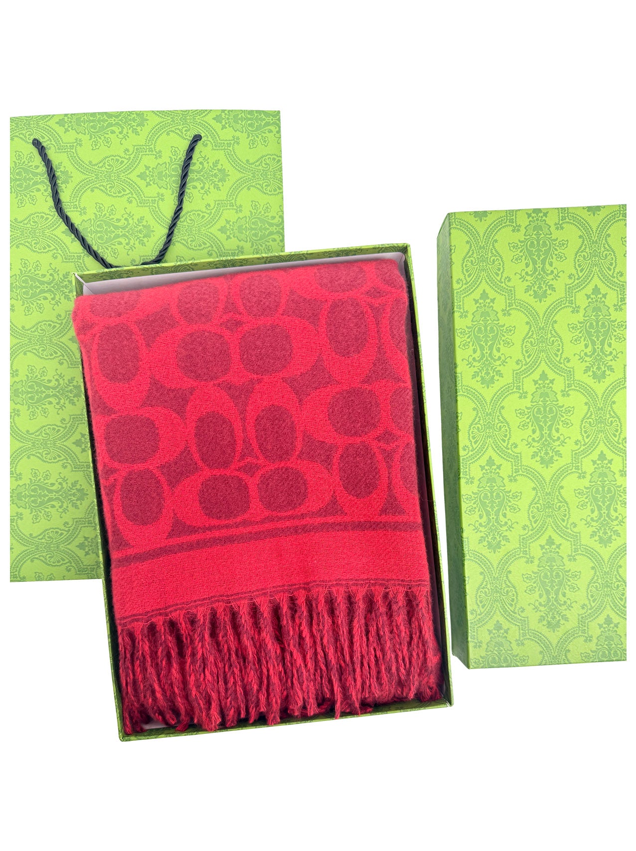 SF25130-194 Soft Interlocking Cs Printing Scarf with Tassels