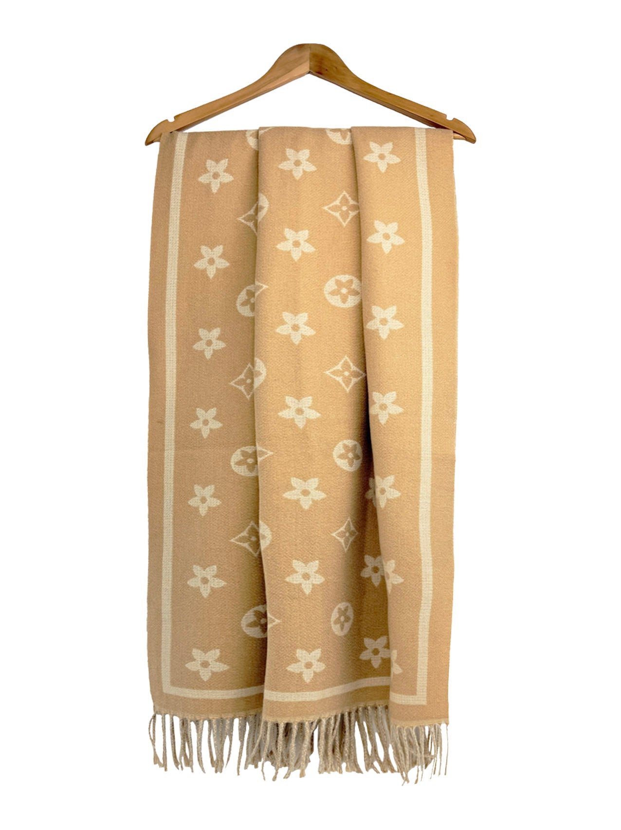 SF25130-197 Monogram Floral Printing Scarf with Tassels