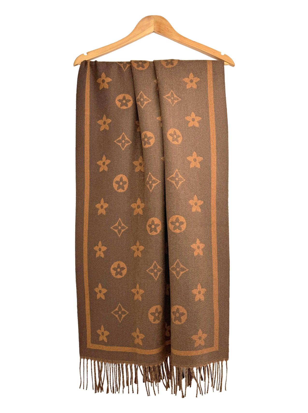 SF25130-197 Monogram Floral Printing Scarf with Tassels
