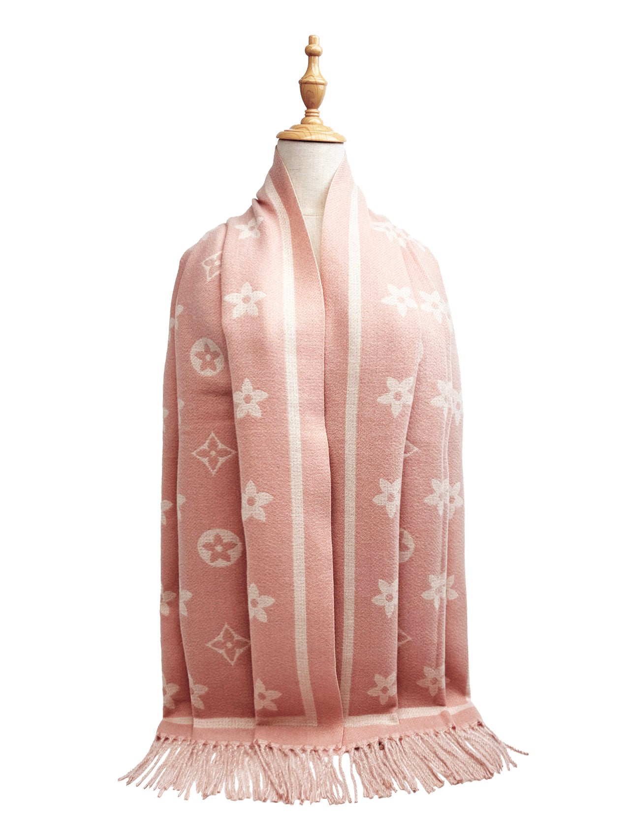 SF25130-197 Monogram Floral Printing Scarf with Tassels