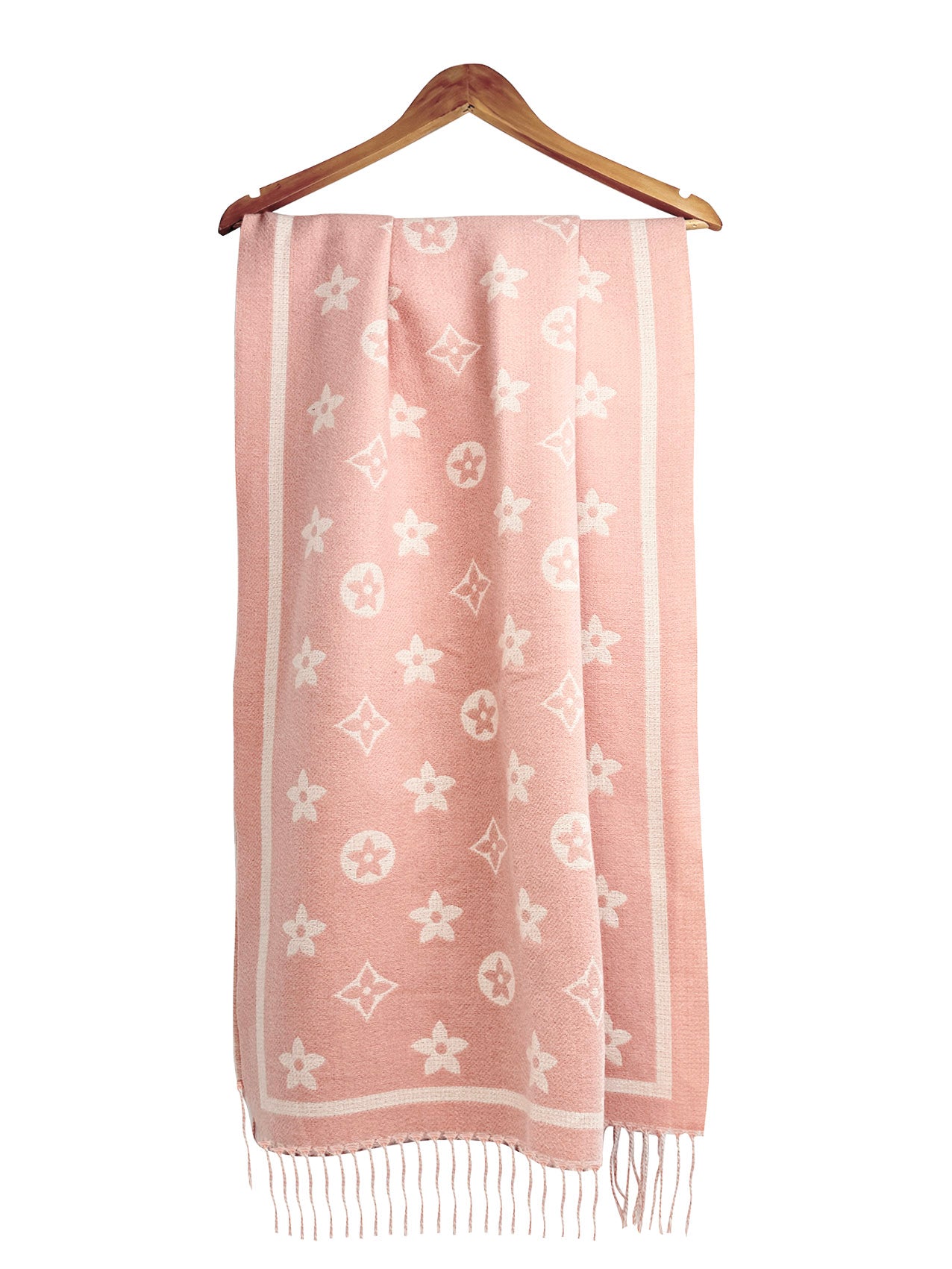 SF25130-197 Monogram Floral Printing Scarf with Tassels