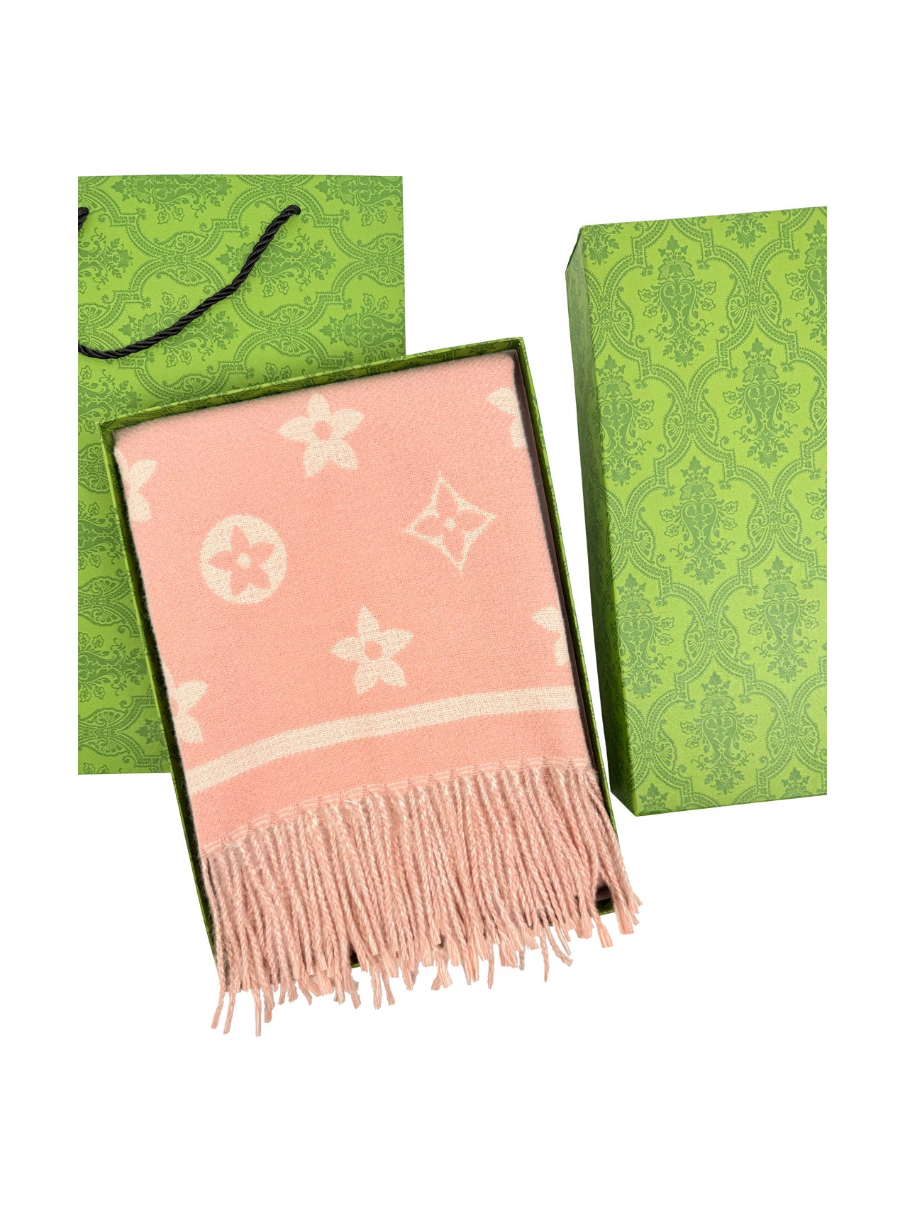 SF25130-197 Monogram Floral Printing Scarf with Tassels