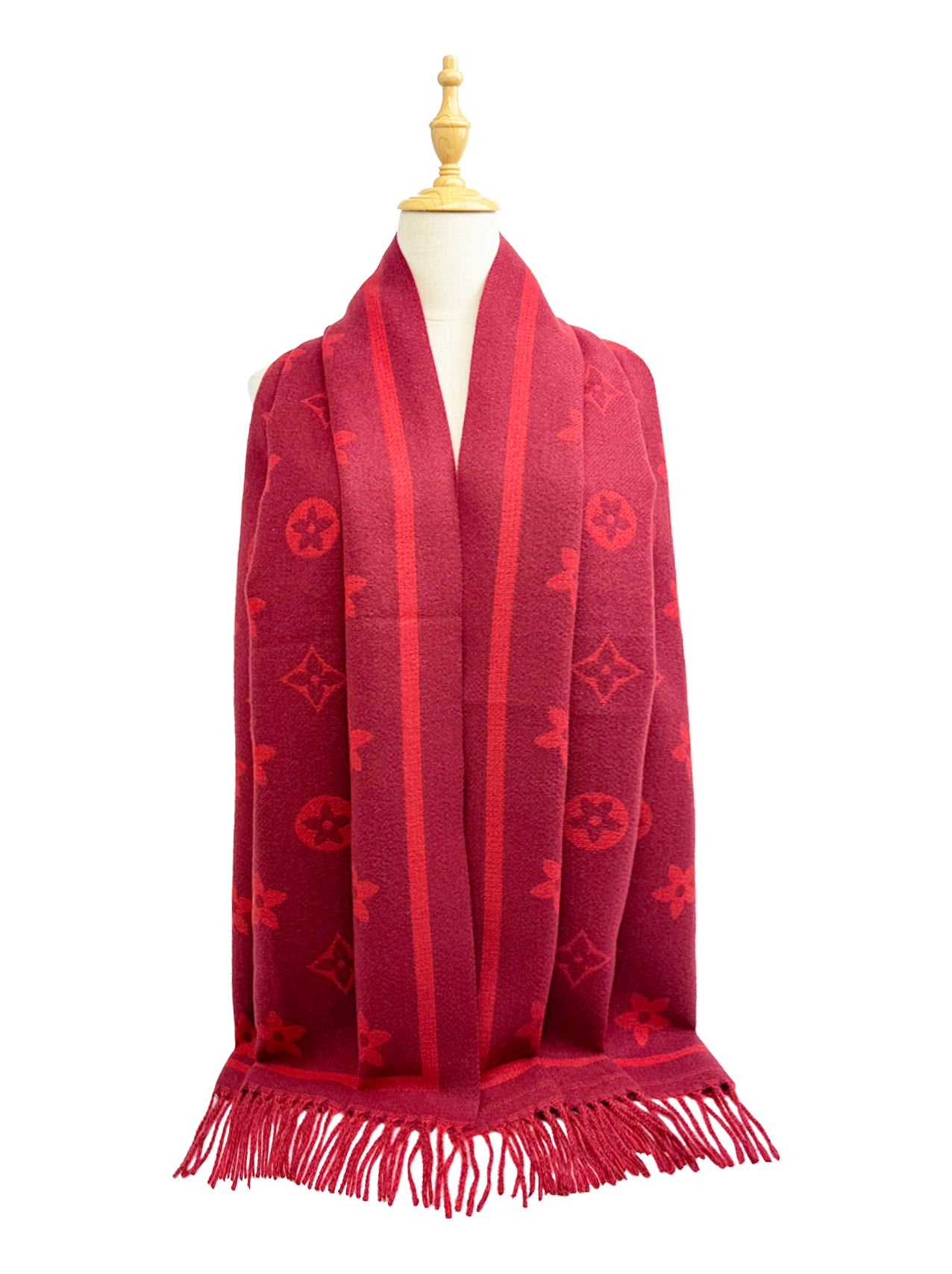 SF25130-197 Monogram Floral Printing Scarf with Tassels