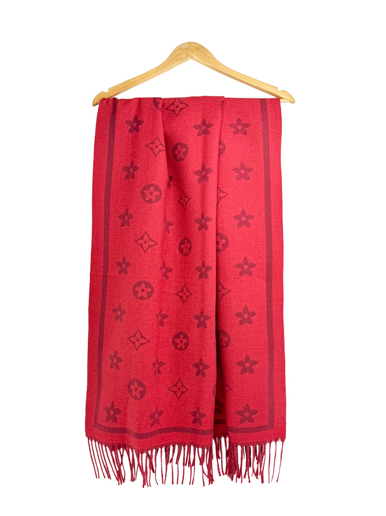 SF25130-197 Monogram Floral Printing Scarf with Tassels