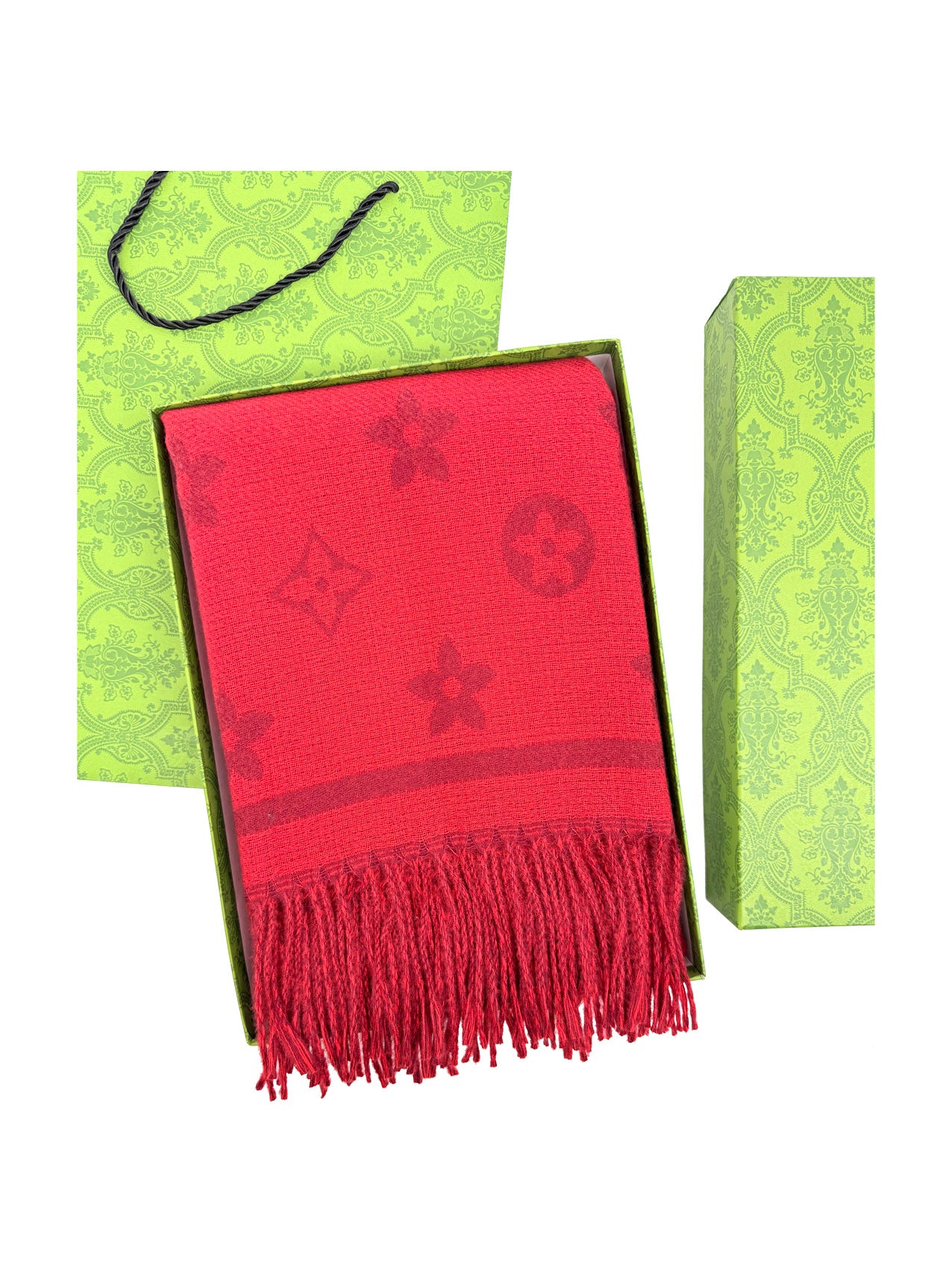 SF25130-197 Monogram Floral Printing Scarf with Tassels