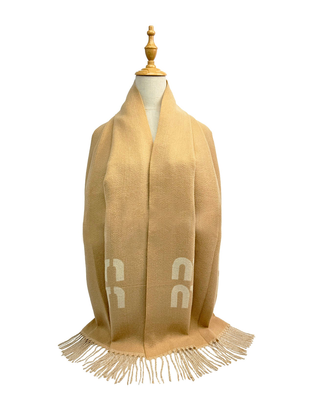 SF25130-198 Soft Monogram Printing Scarf with Tassels