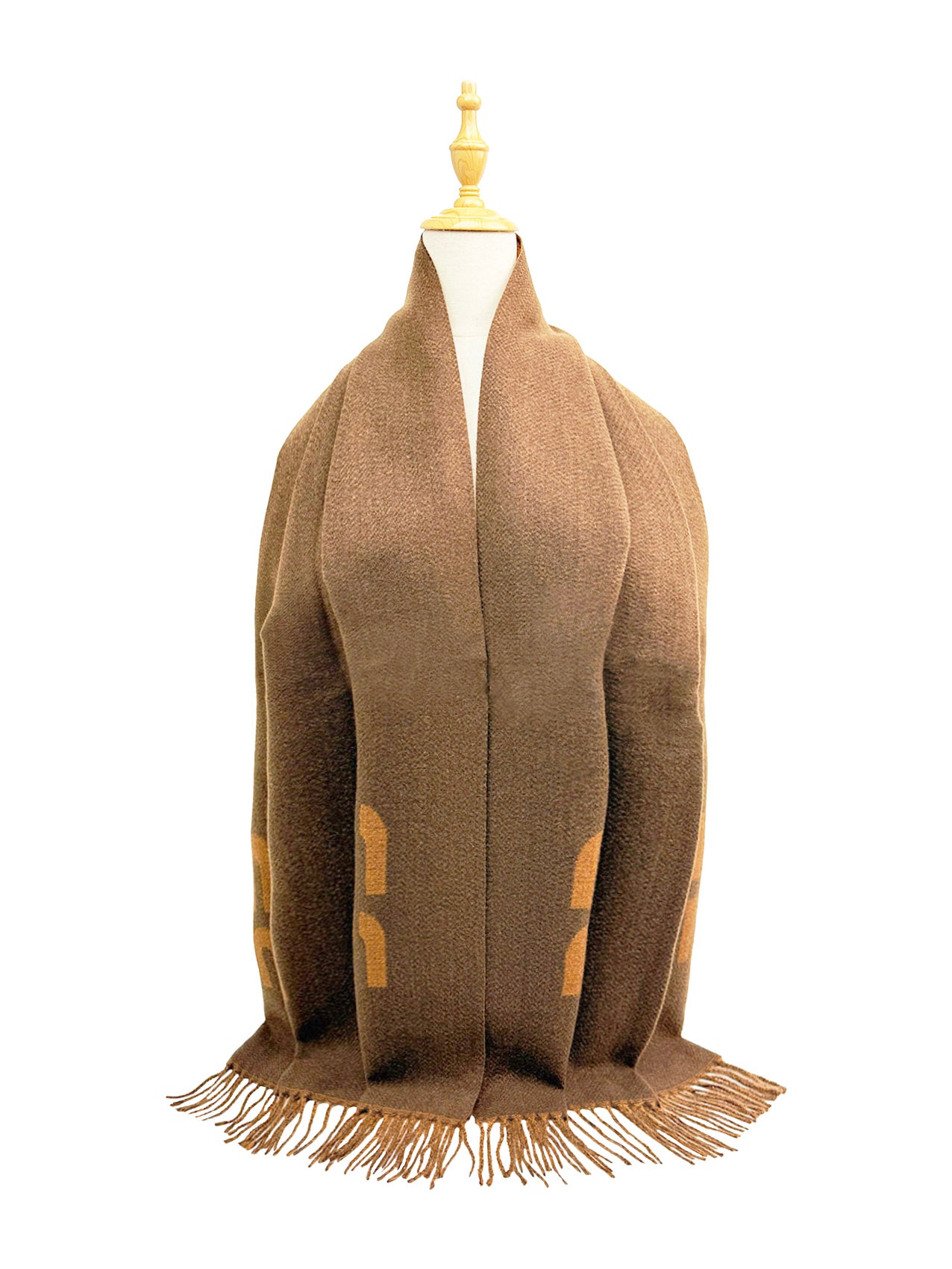 SF25130-198 Soft Monogram Printing Scarf with Tassels