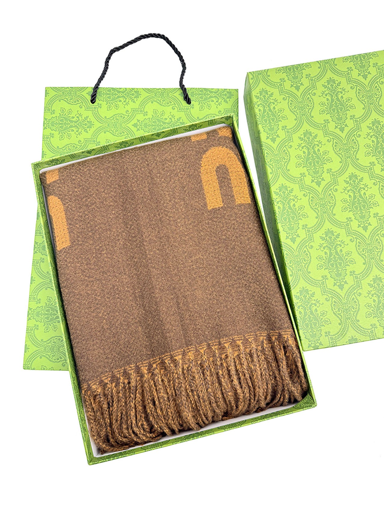 SF25130-198 Soft Monogram Printing Scarf with Tassels