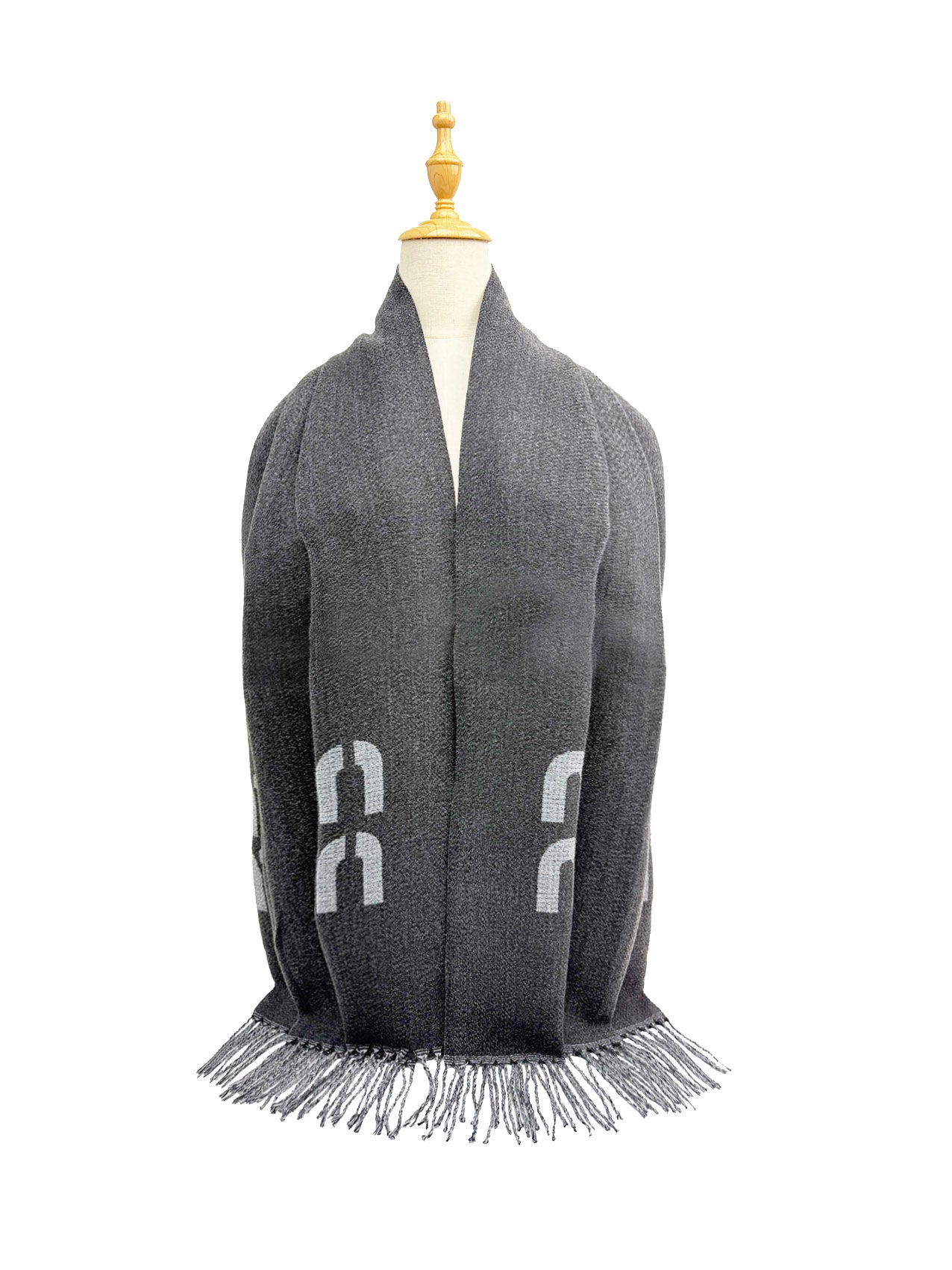 SF25130-198 Soft Monogram Printing Scarf with Tassels